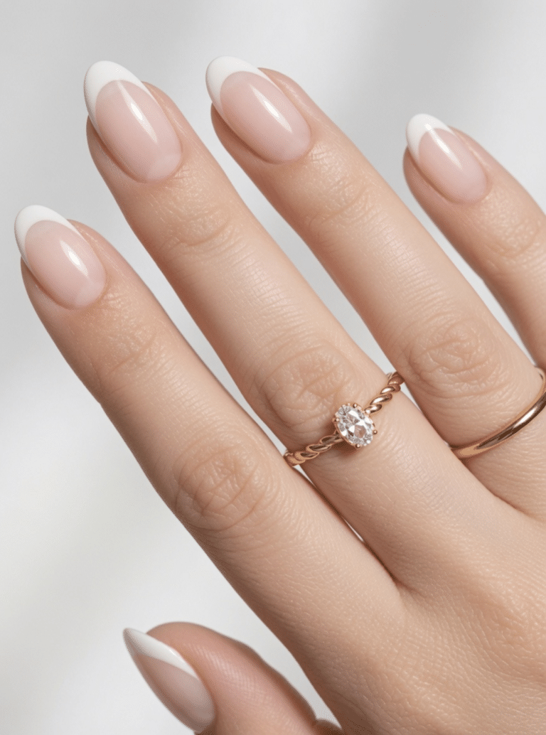 french tip nails almond