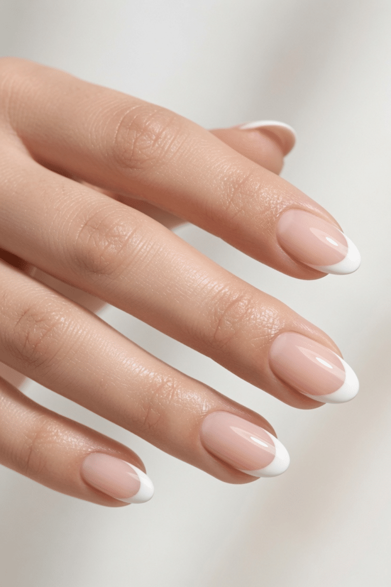 french tip nails almond
