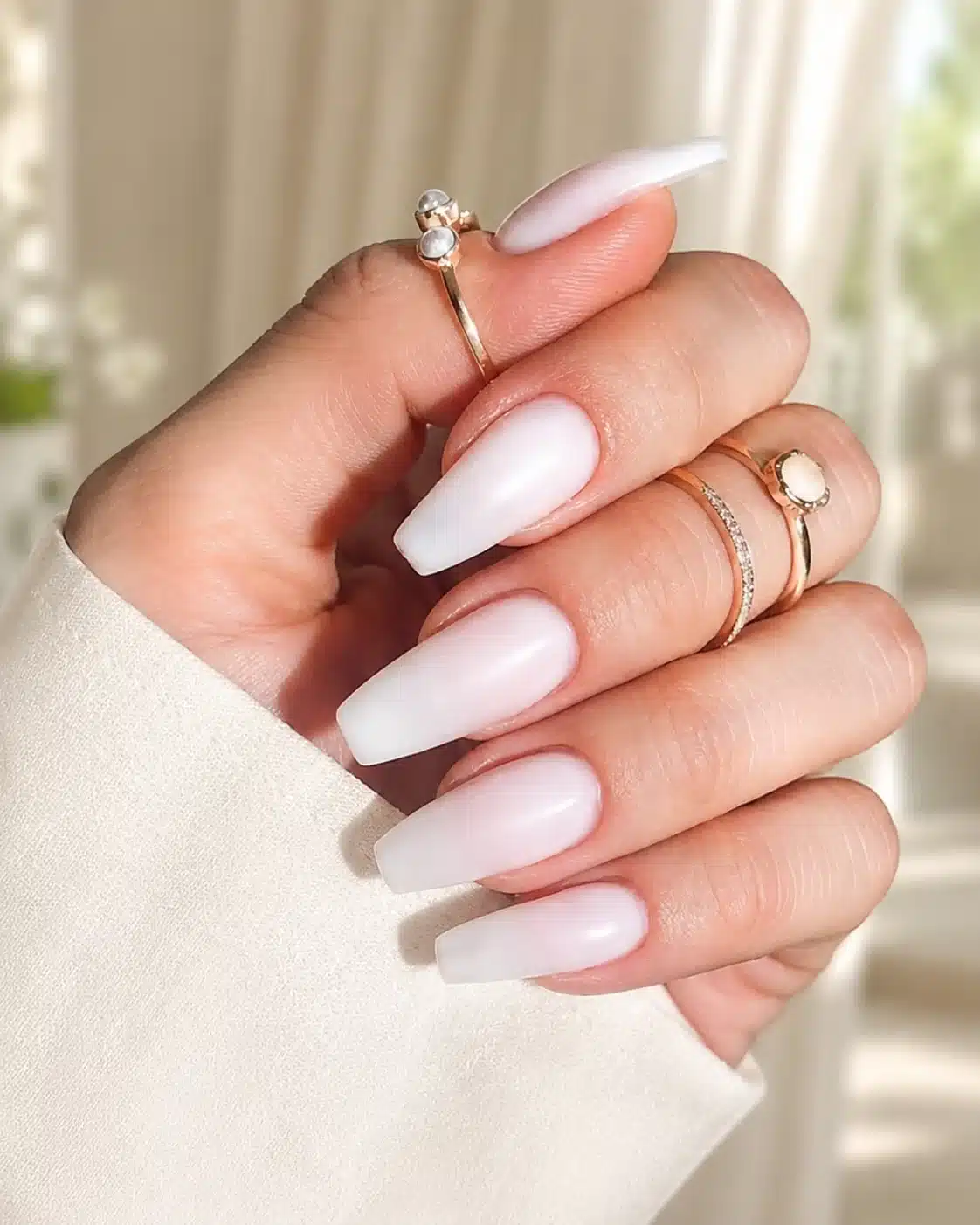 Milky White Coffin Nails: 7 Clean, Sculpted Looks 2 Glossy milky white coffin nails