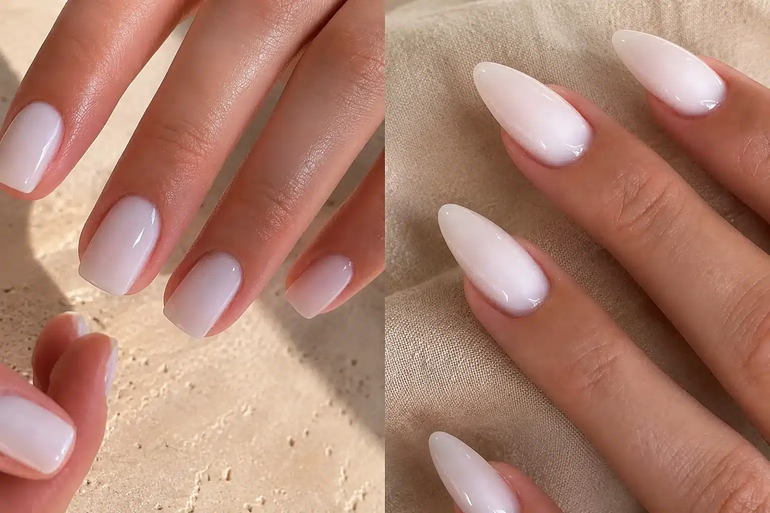 Short Square Milky White Nails: 8 Clean-Girl Ideas 2 Soft pink short square milky white nails