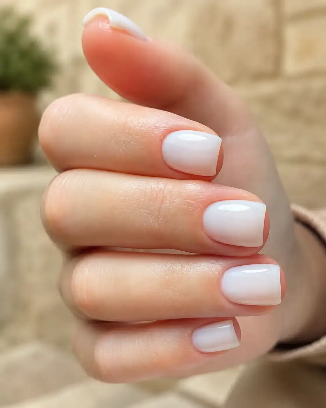 Milky White Gel Nails: 8 Soft, Glossy Manicure Ideas 3 Short square milky white gel nails