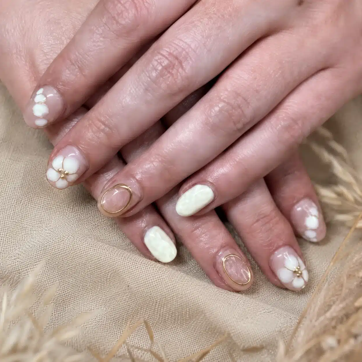 Short Square Milky White Nails: 8 Clean-Girl Ideas 8 Short square milky white nails with pearl accents