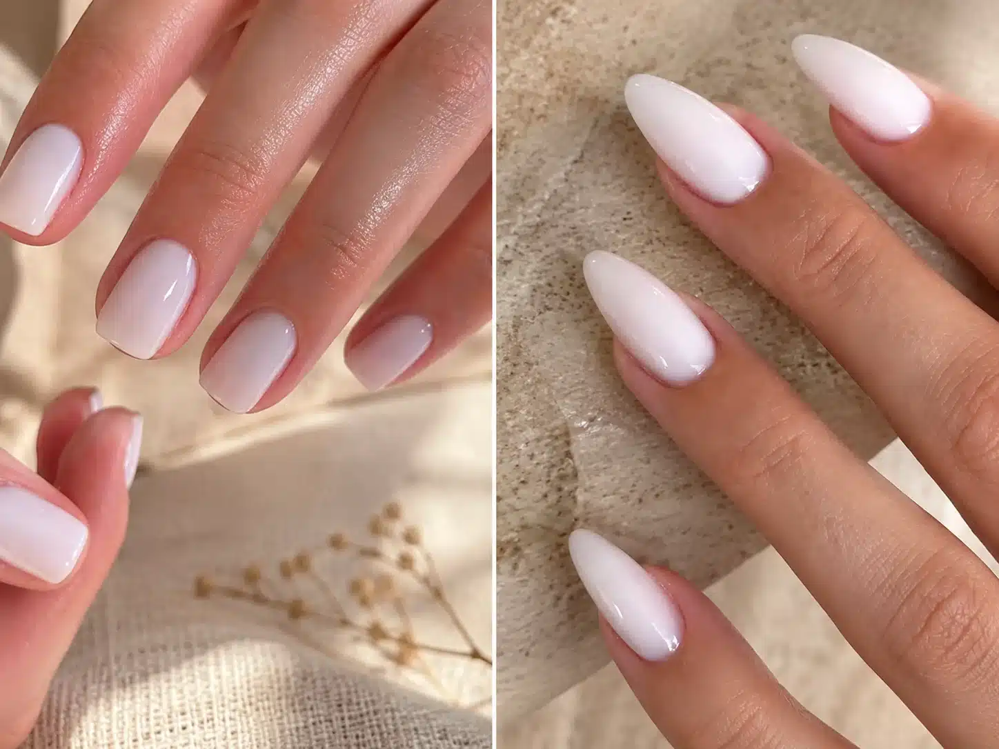 Milky White Gel Nails: 8 Soft, Glossy Manicure Ideas 9 Milky white gel nail ideas on different shapes