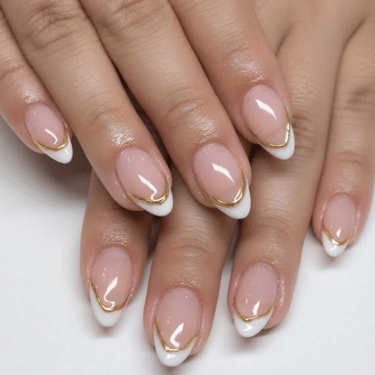 almond french tip nails