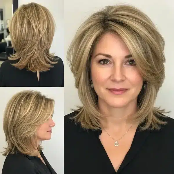 Hairstyles For Women Over 50 With Fine Hair That Make Every Strand Matter 28 Hairstyles For Women Over 50 With Fine Hair - Medium Layered Hair With Side-Swept Front
