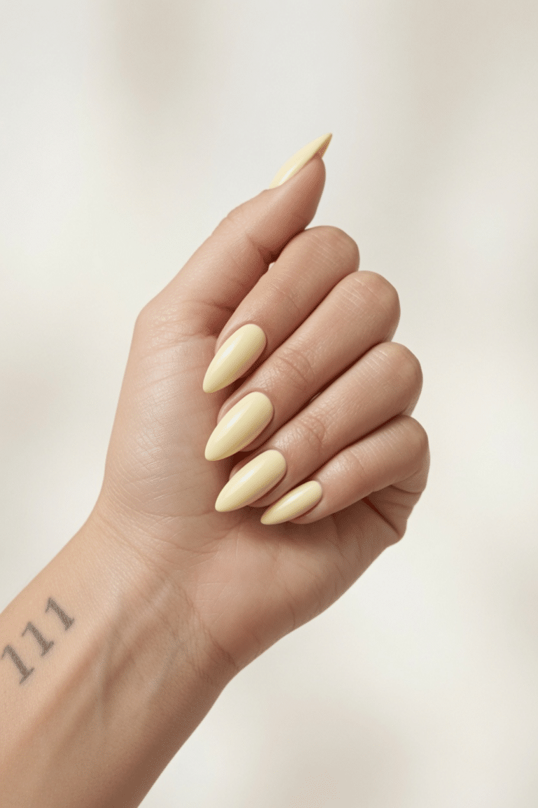 butter yellow nails with design