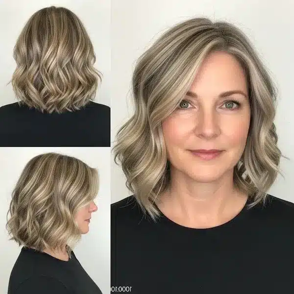 Hairstyles For Women Over 50 With Fine Hair That Make Every Strand Matter 16 Hairstyles For Women Over 50 With Fine Hair - Wavy Lob With Blended Highlights
