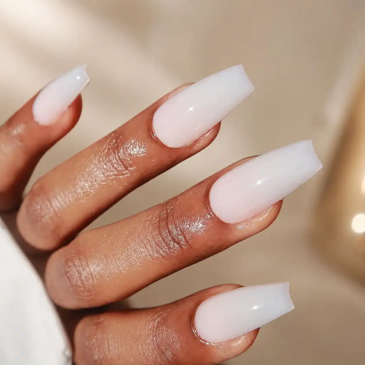 Milky White Acrylic Nails: 10 Ideas for Every Manicure Vibe 6 Long coffin milky white acrylic nails with a creamy finish