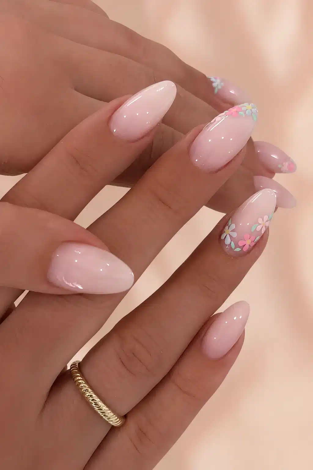 Milky White Acrylic Nails: 10 Ideas for Every Manicure Vibe 3 Milky white acrylic almond nails with delicate floral details