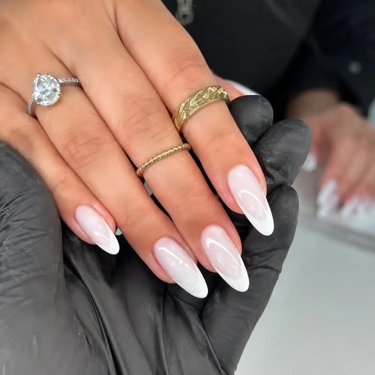 Milky White Almond Nails: 9 Clean-Girl Looks 9 Milky white French tip almond nails