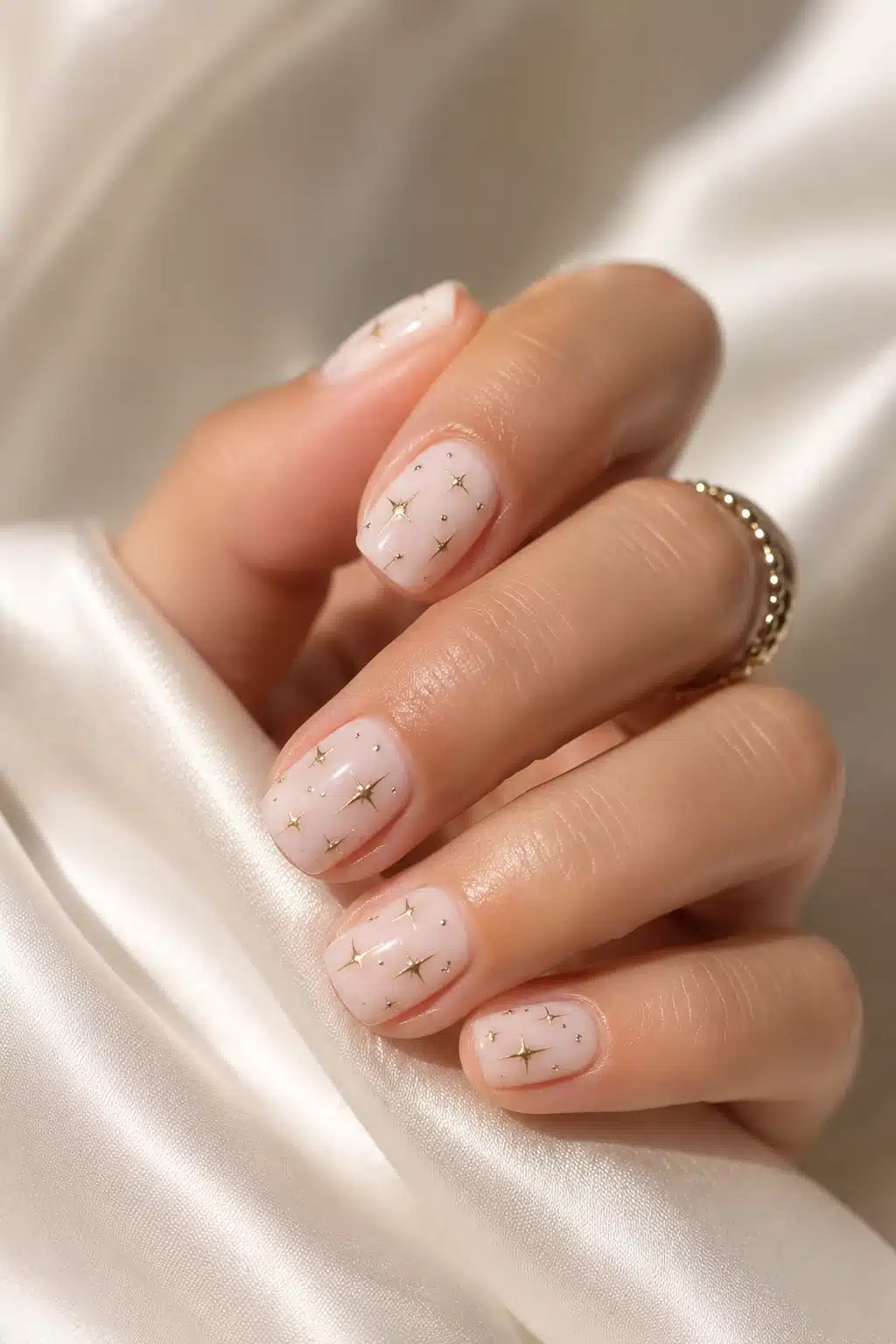 Milky White Nail Designs: Soft Chrome, French, Glitter & Almond Ideas 1 Milky white nail designs on soft almond nails with glossy quiet luxury finish