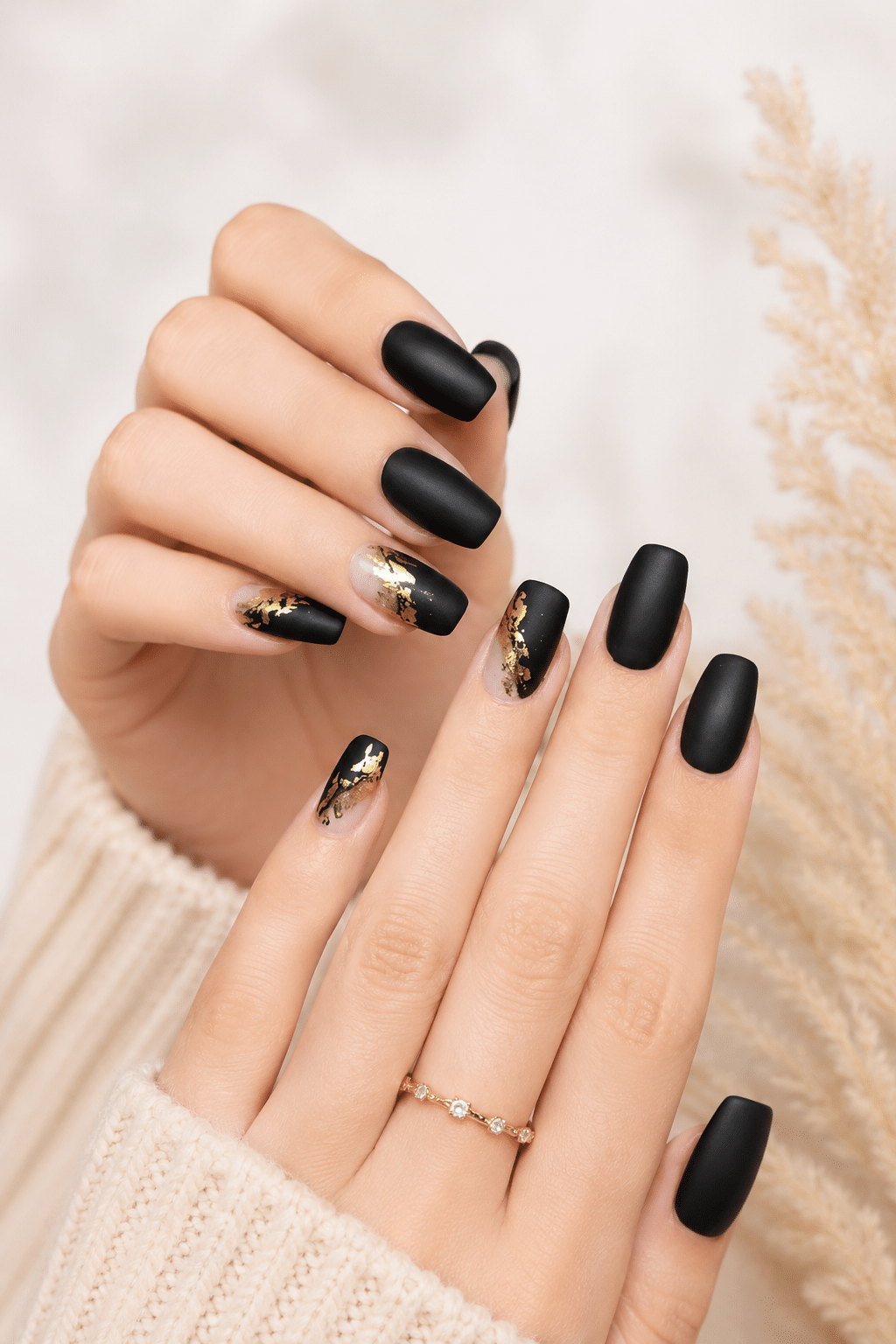 classic black gel nail polish manicure with sleek glossy finish