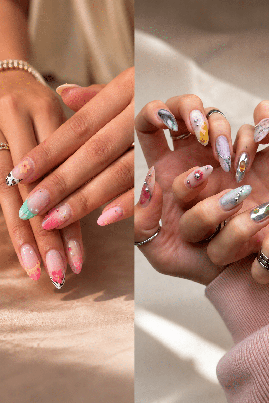 Creative summer nail designs 2026 with glossy colorful nail art ideas