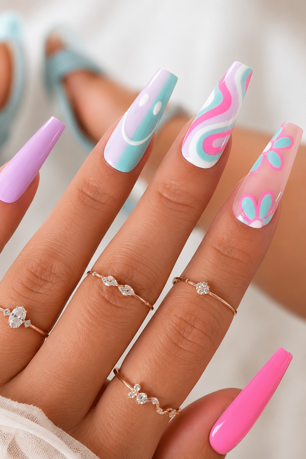 Pink aura chrome summer nails 2026 with glossy reflective nail art
