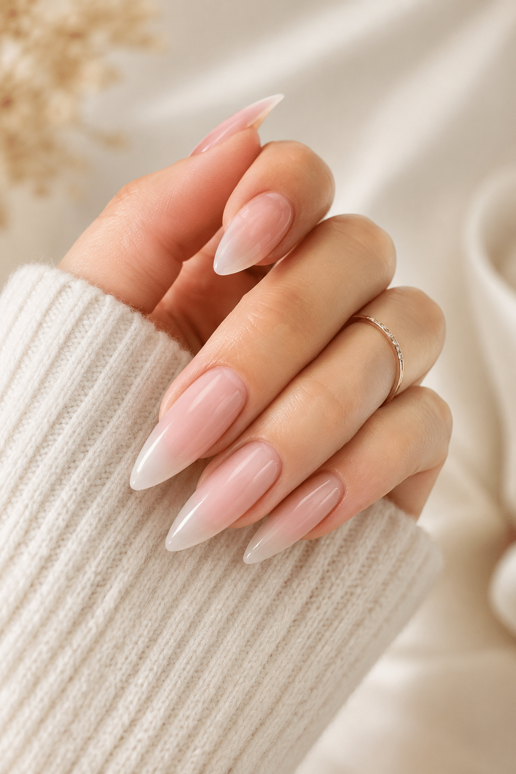 Soft glitter summer nail design 2026 with glossy sparkle manicure finish