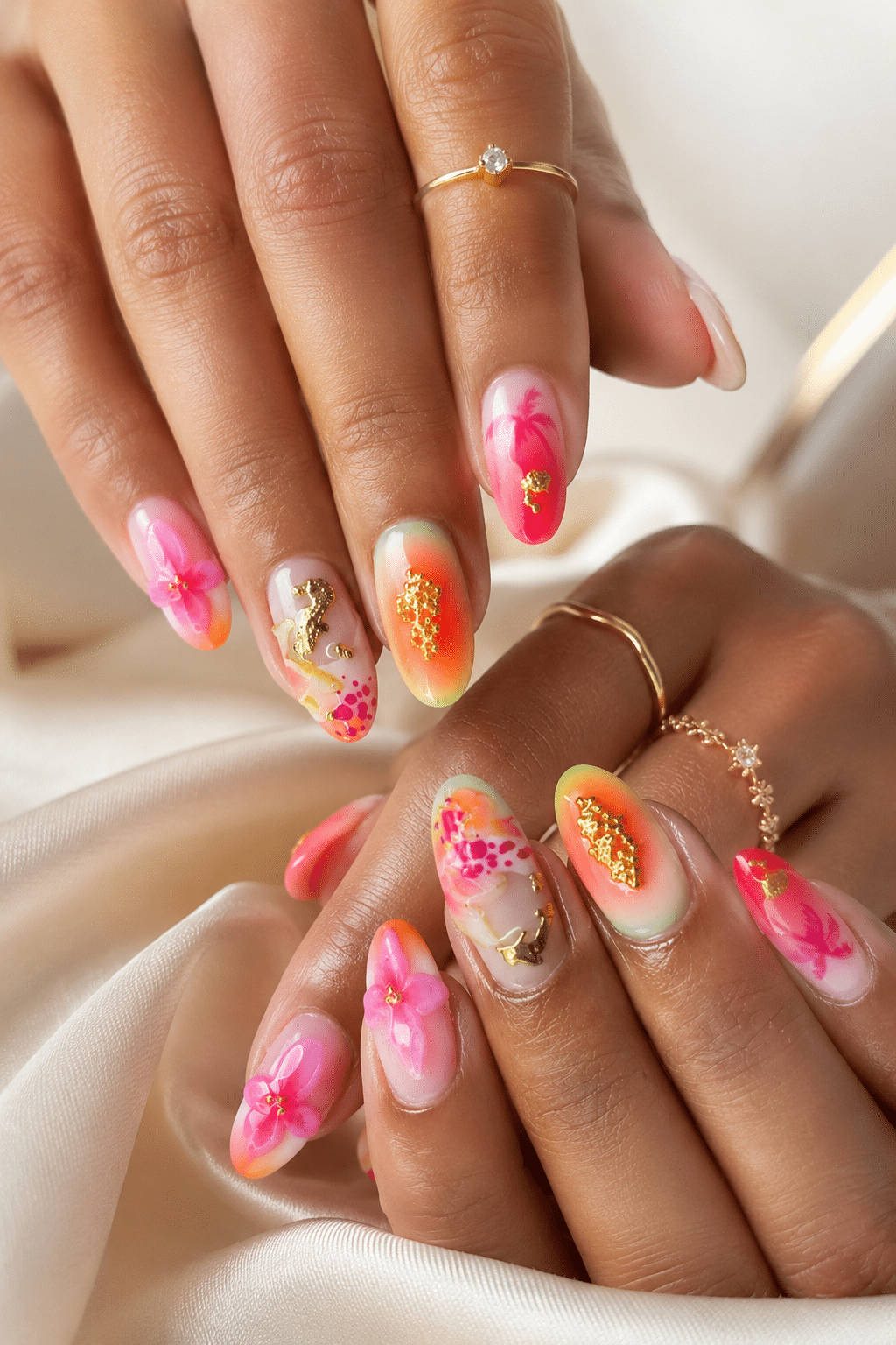 Tropical fruit summer nail design 2026 with glossy colorful fruit art