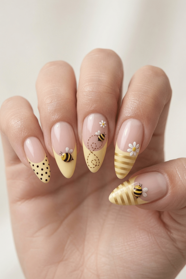 pastel yellow french tip nails