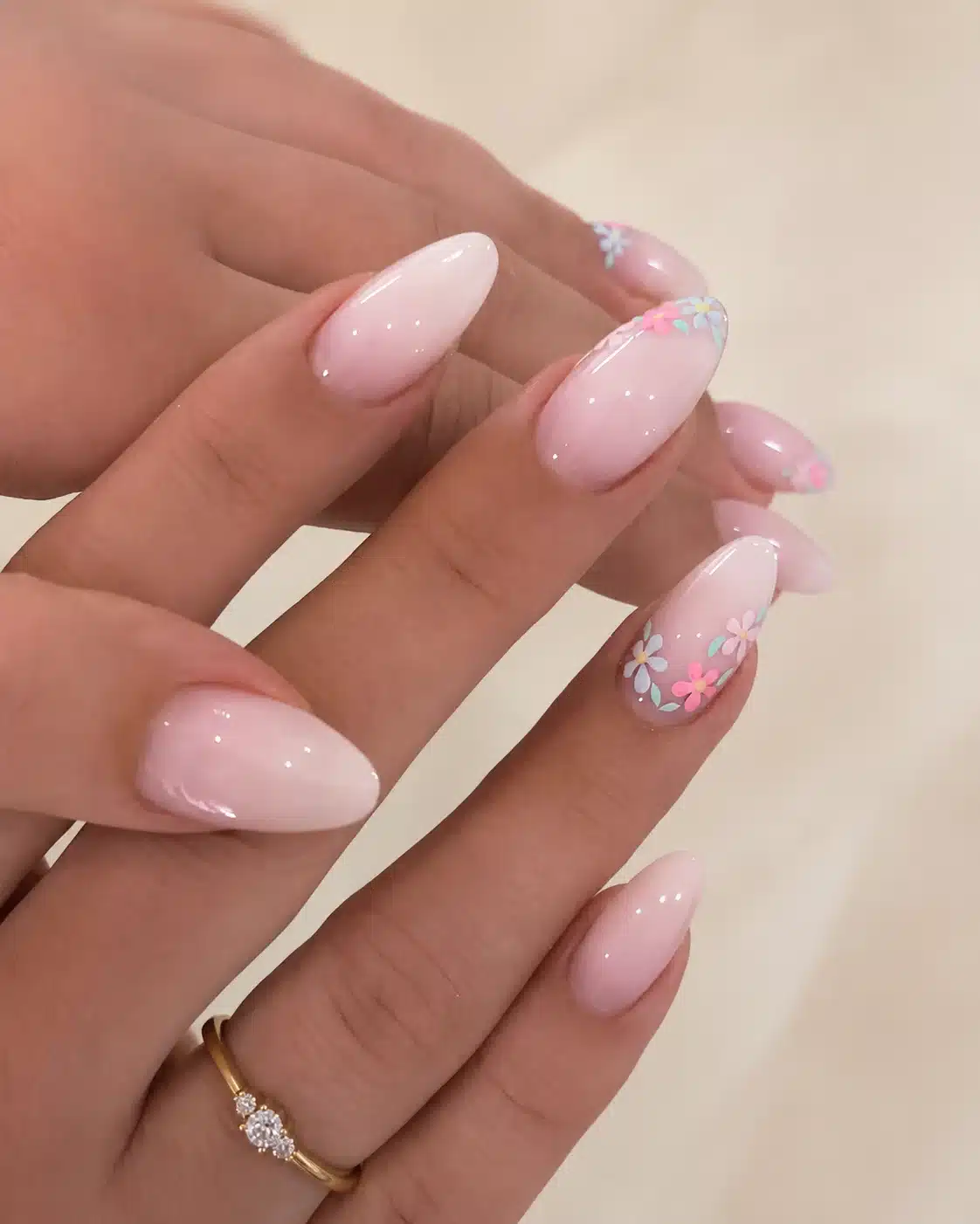 Milky White Nails With Glitter: 10 Soft, Sparkly Manicures 11 Pink milky nails with glitter and floral accents