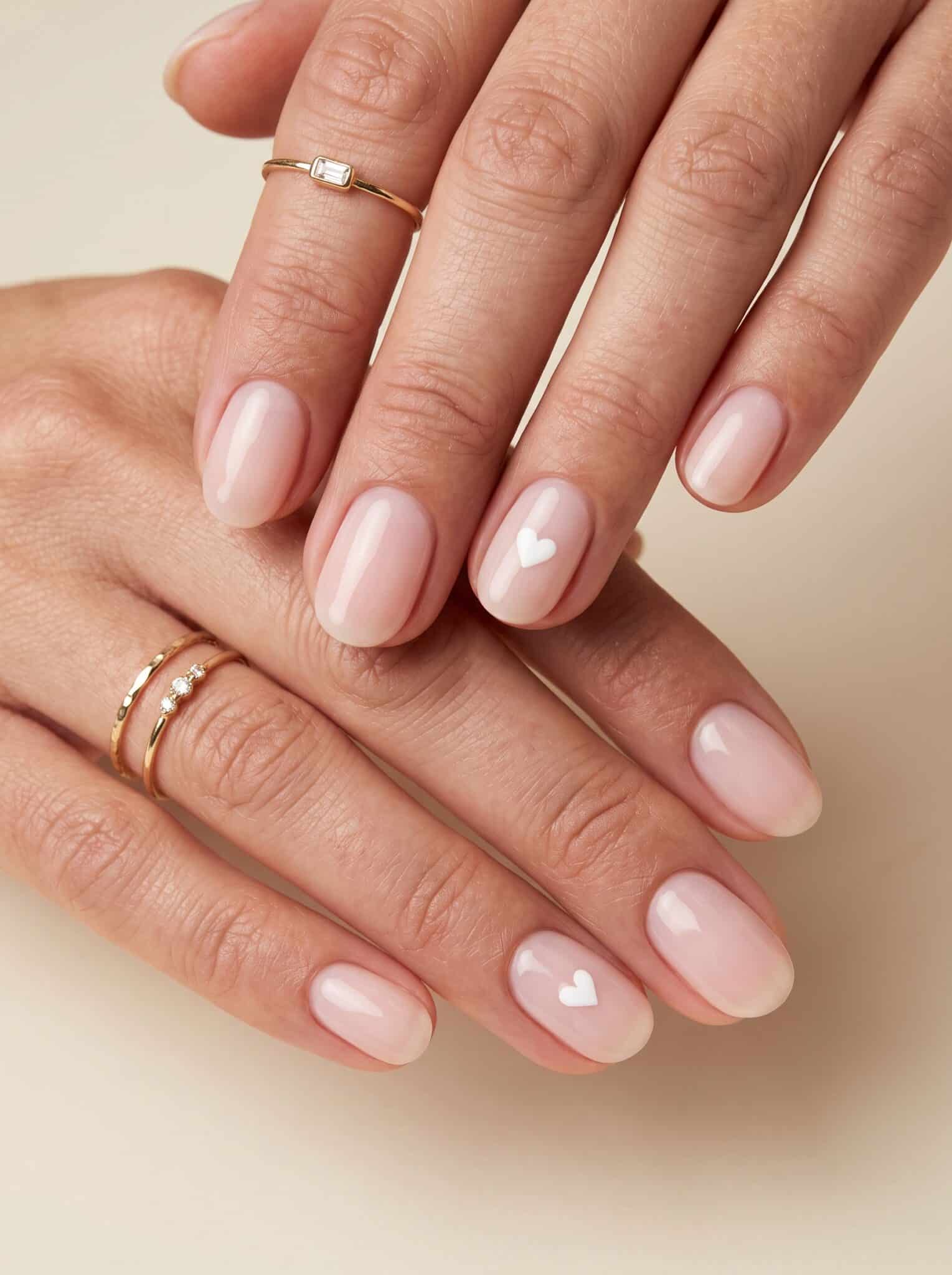 Soft pink oval manicure with an even glossy finish