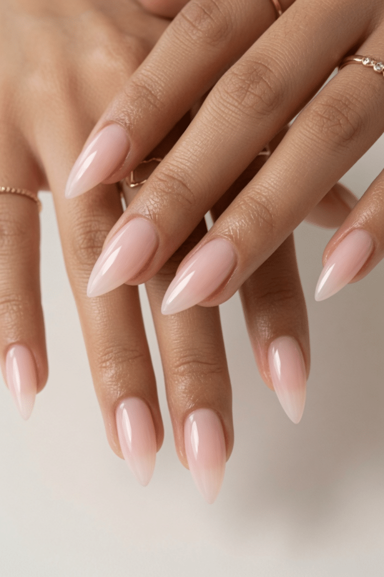 soft pink almond nails