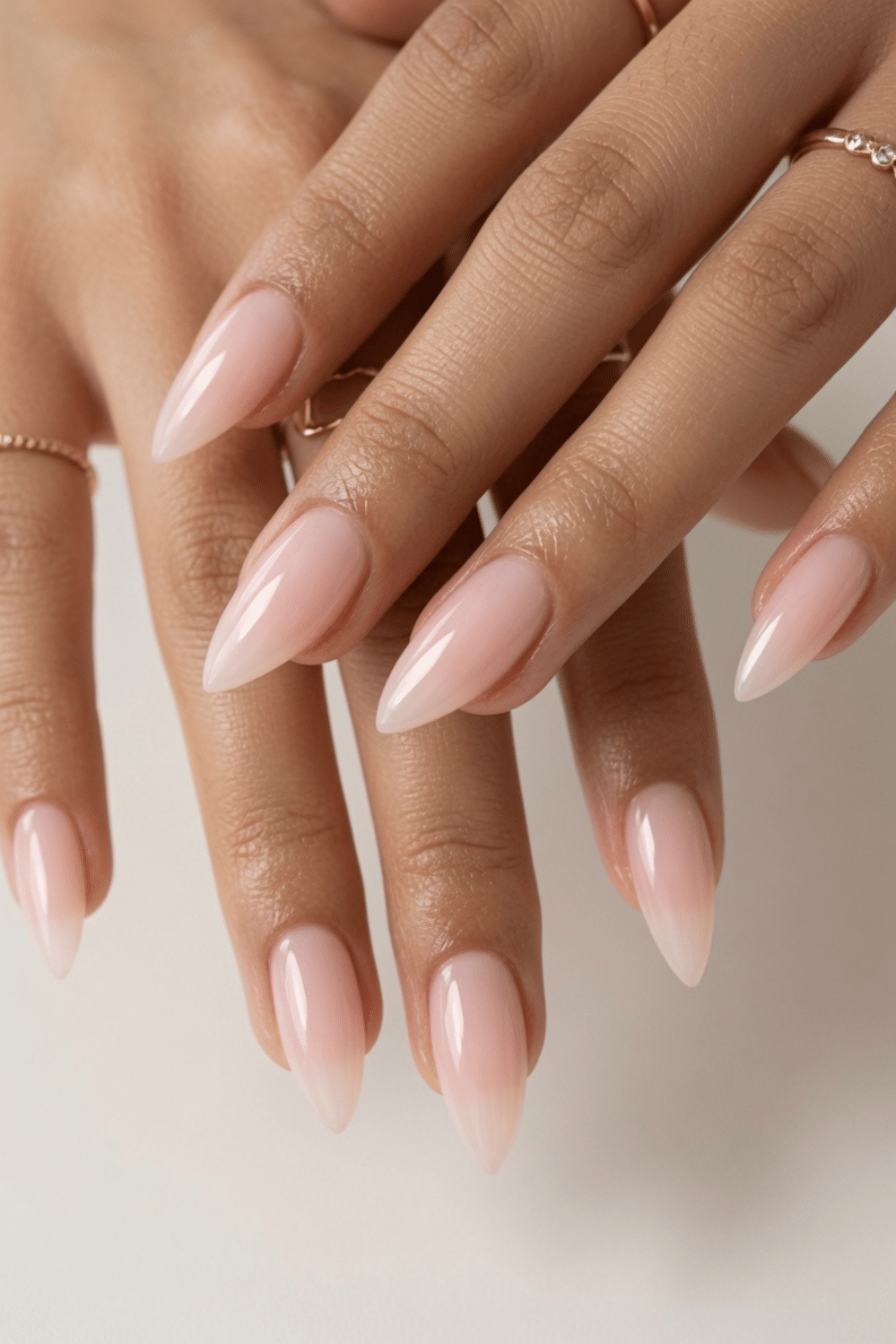 soft pink almond nails