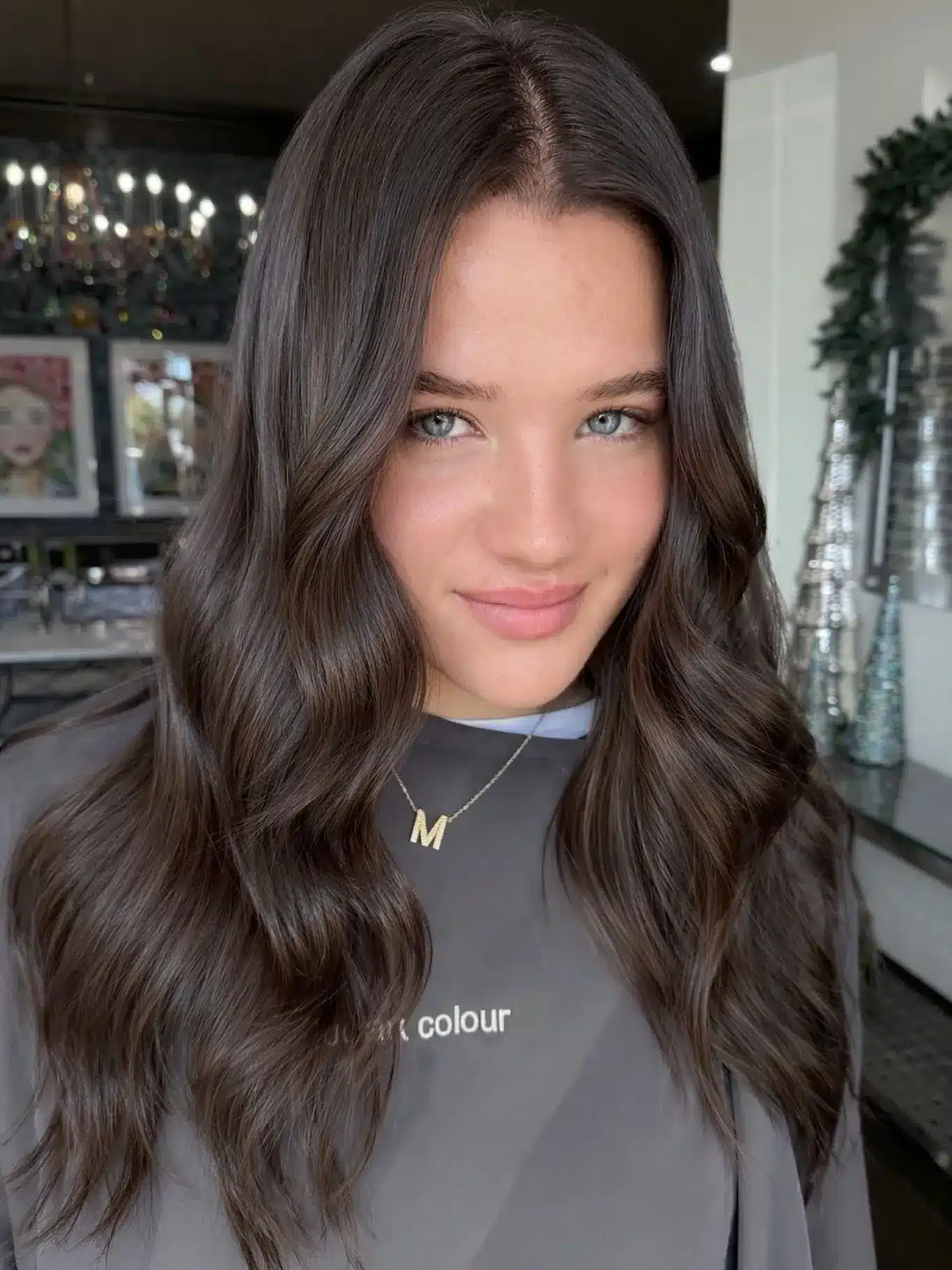 Cool dark mocha long waves for a sophisticated dark hair color