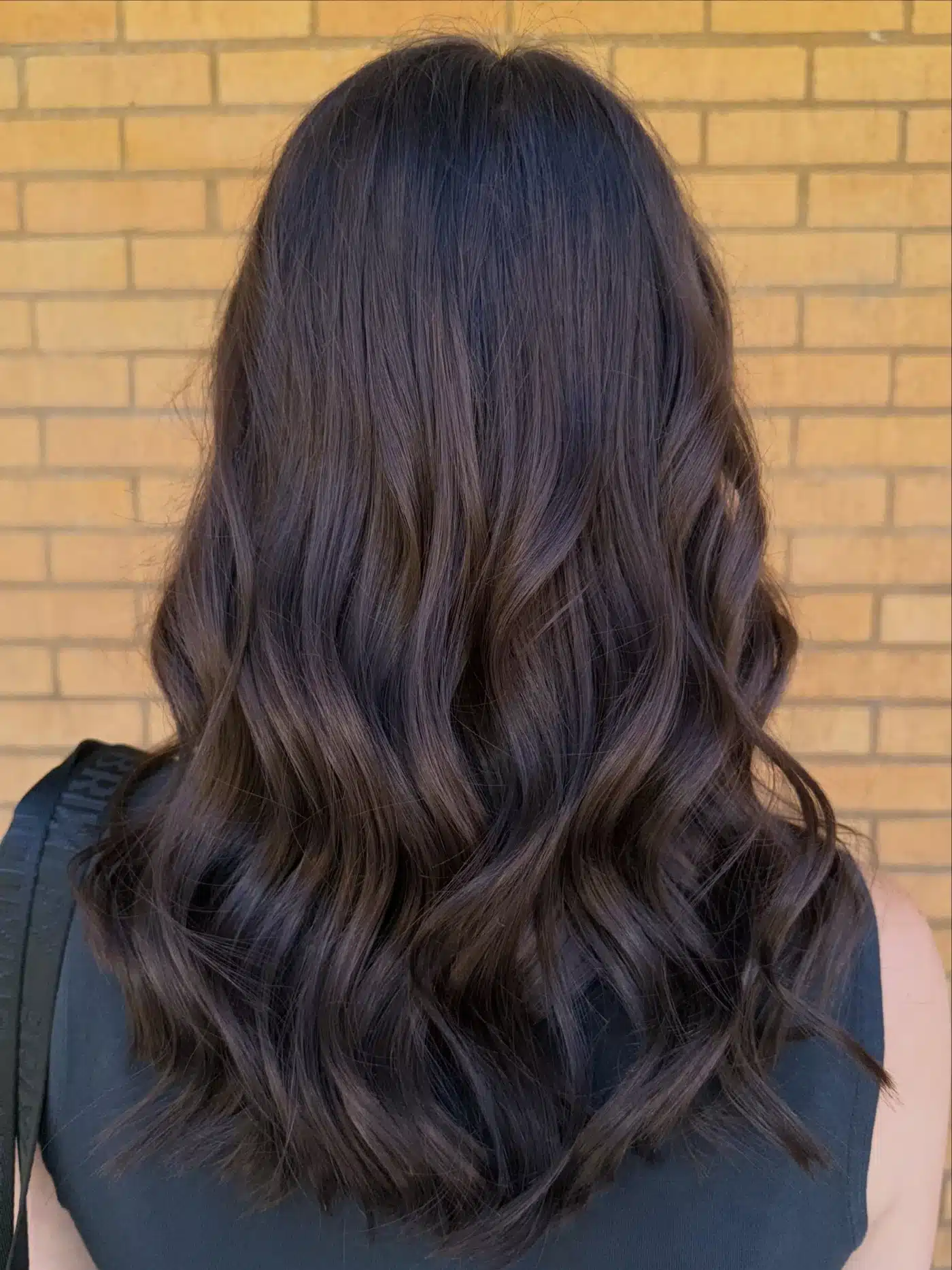 Smoky espresso medium waves for a trendy dark hair color
