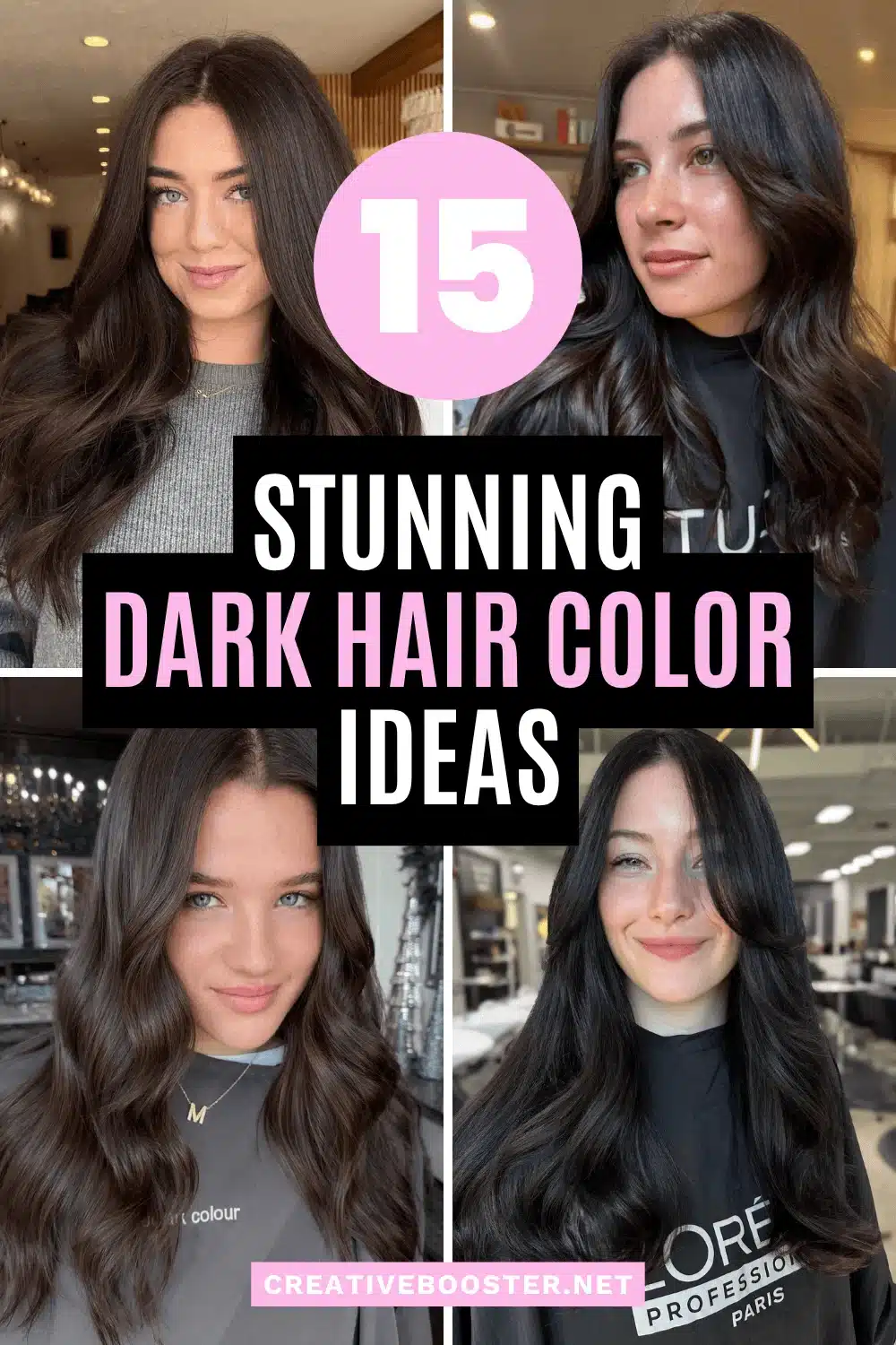 Close-up of dark hair color tail showing rich tones