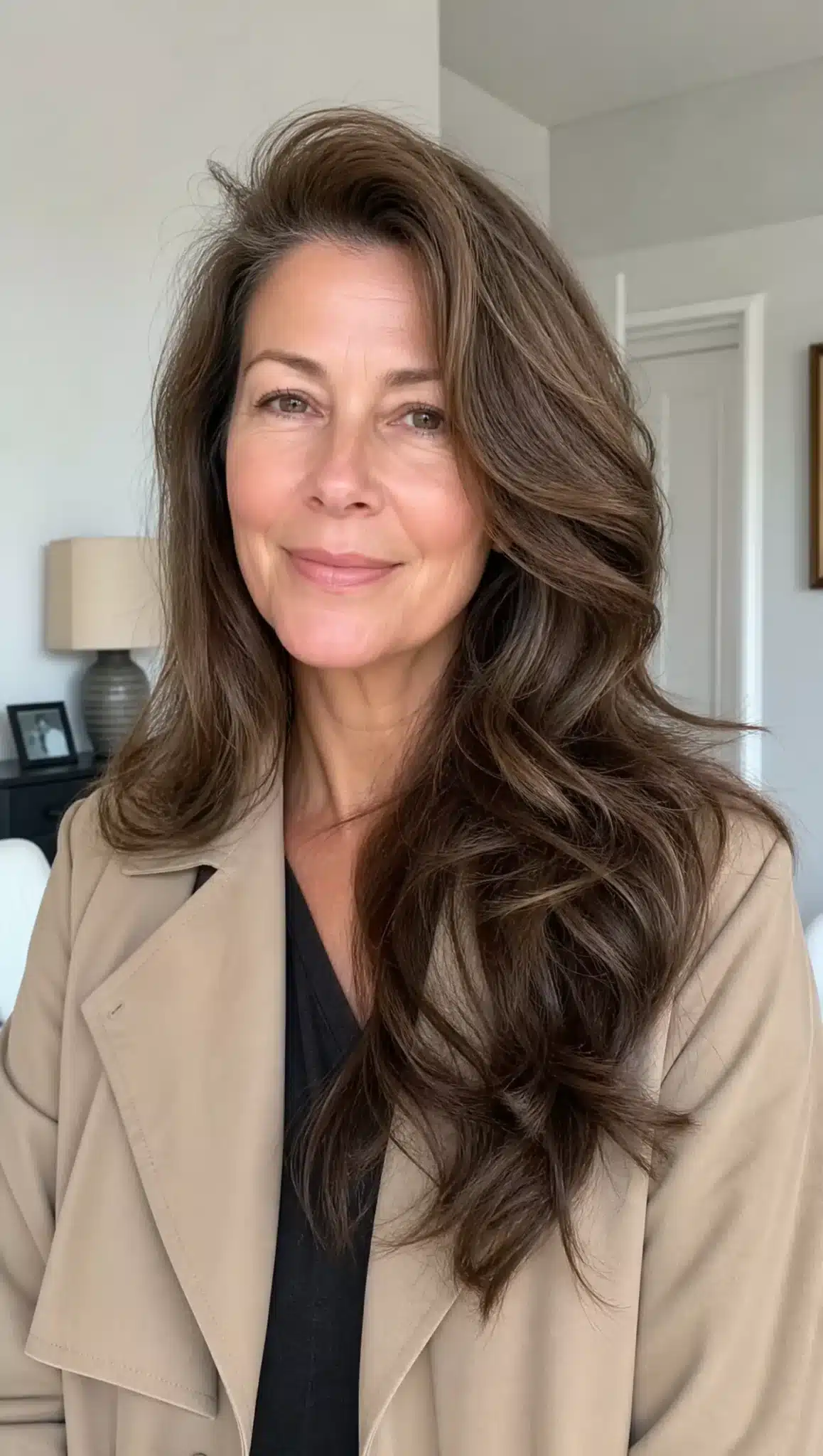 Long V-Cut Layers with Medium Golden Brown | Long Hairstyles for Women Over 50 Long V-Cut Layers with Medium Golden Brown - long hairstyles for women over 50
