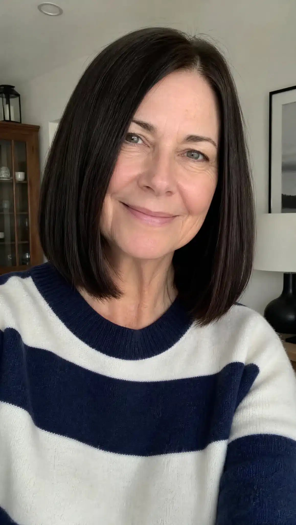 27 Chic Shoulder Length Hairstyles For Women Over 60 20 Sleek lob with dark espresso brown hair featuring 27 chic shoulder length hairstyles for women over 60.