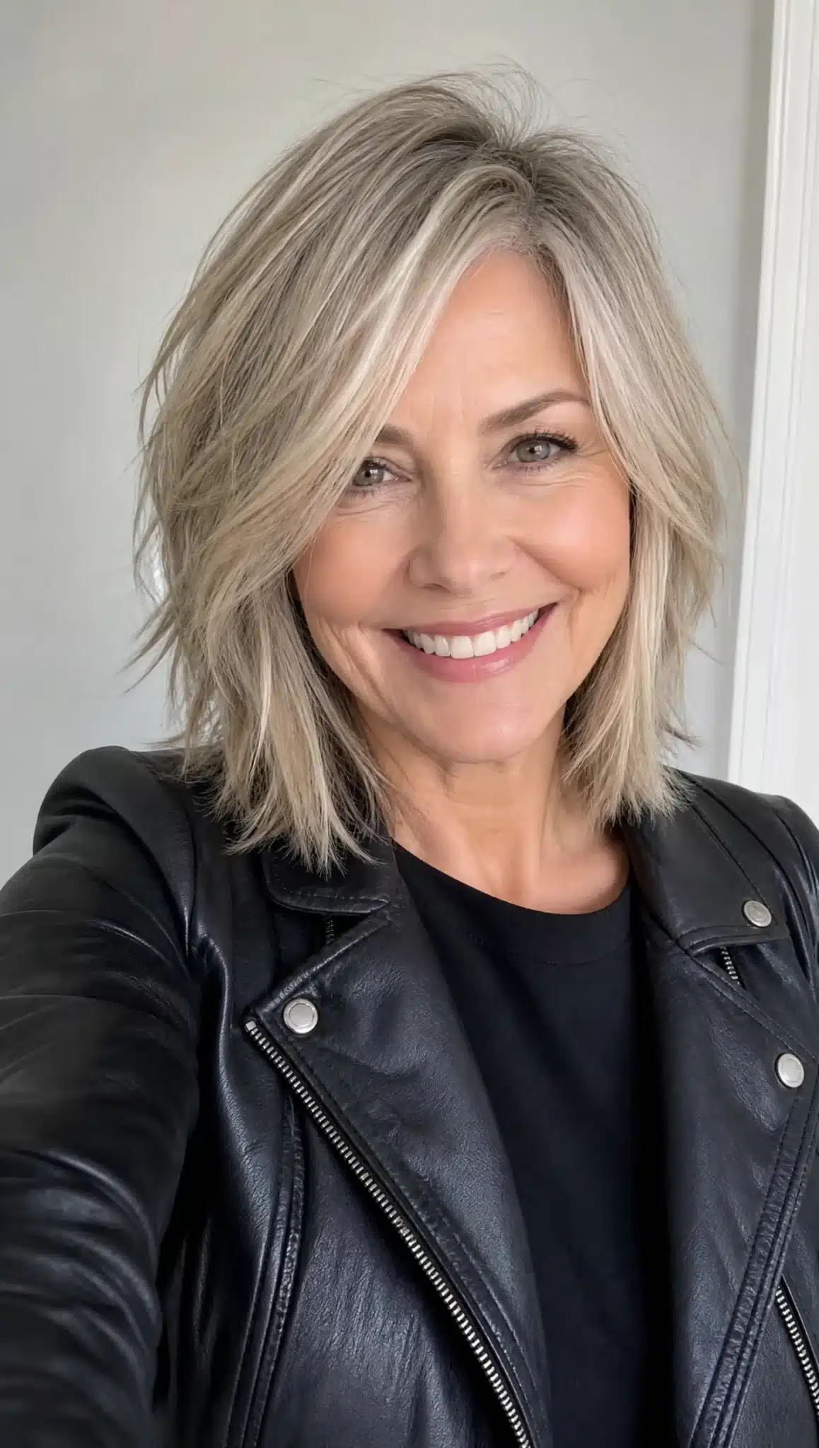 27 Chic Shoulder Length Hairstyles For Women Over 60 21 Choppy shoulder cut with ash blonde hair showcasing 27 chic shoulder length hairstyles for women over 60.