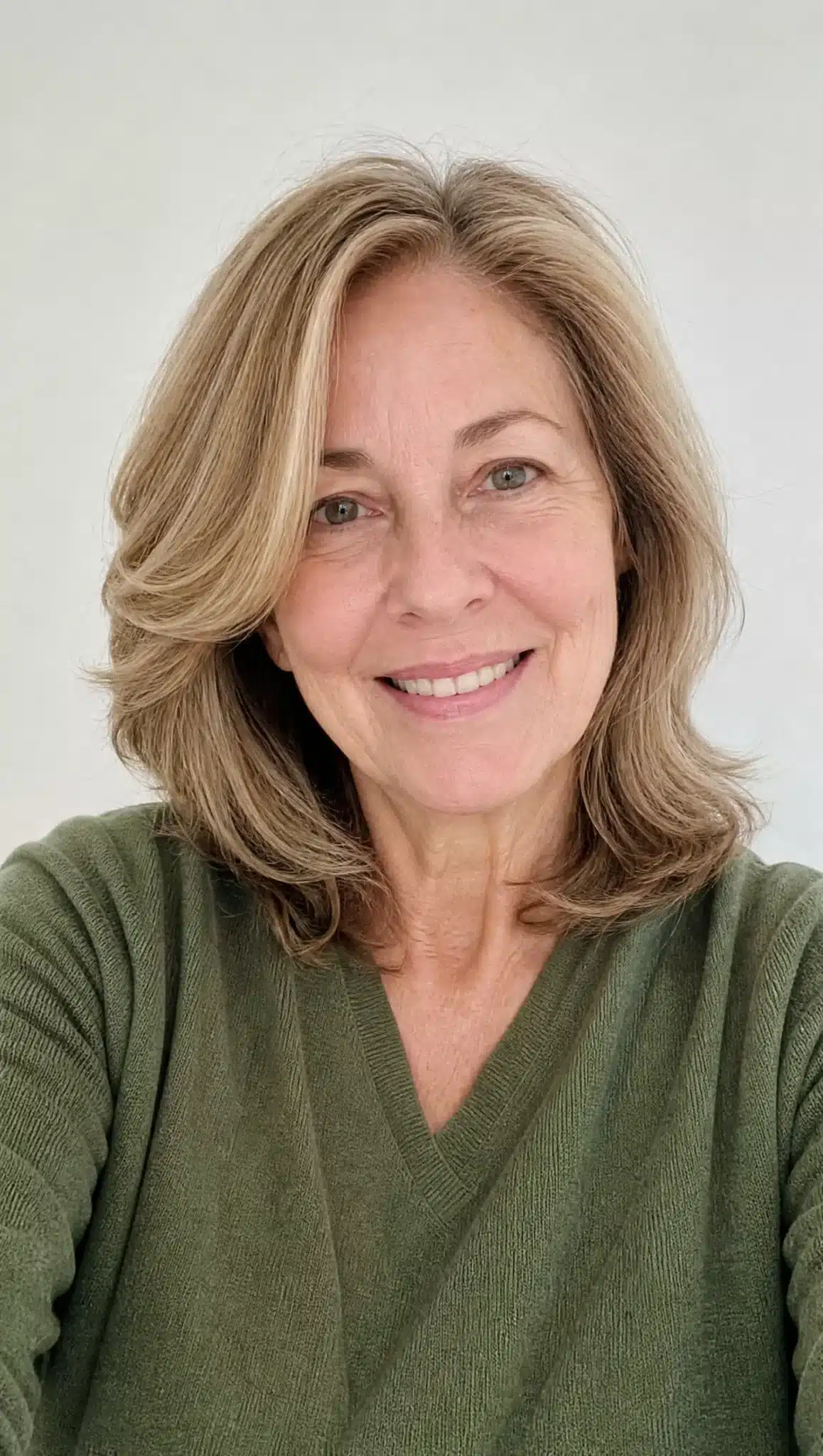 27 Chic Shoulder Length Hairstyles For Women Over 60 24 Butterfly-inspired shoulder cut with dark blonde hair displaying 27 chic shoulder length hairstyles for women over 60.