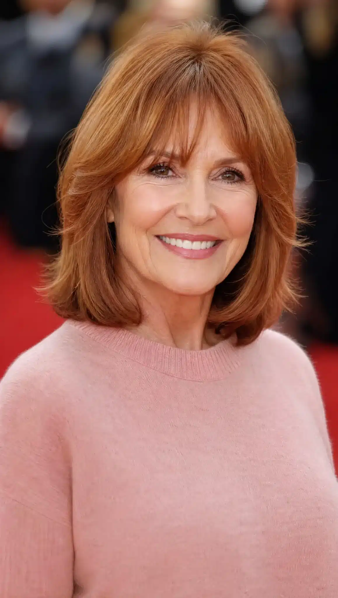 27 Chic Shoulder Length Hairstyles For Women Over 60 26 Shoulder length cut with bottleneck bangs and auburn hair showcasing 27 chic shoulder length hairstyles for women over 60.