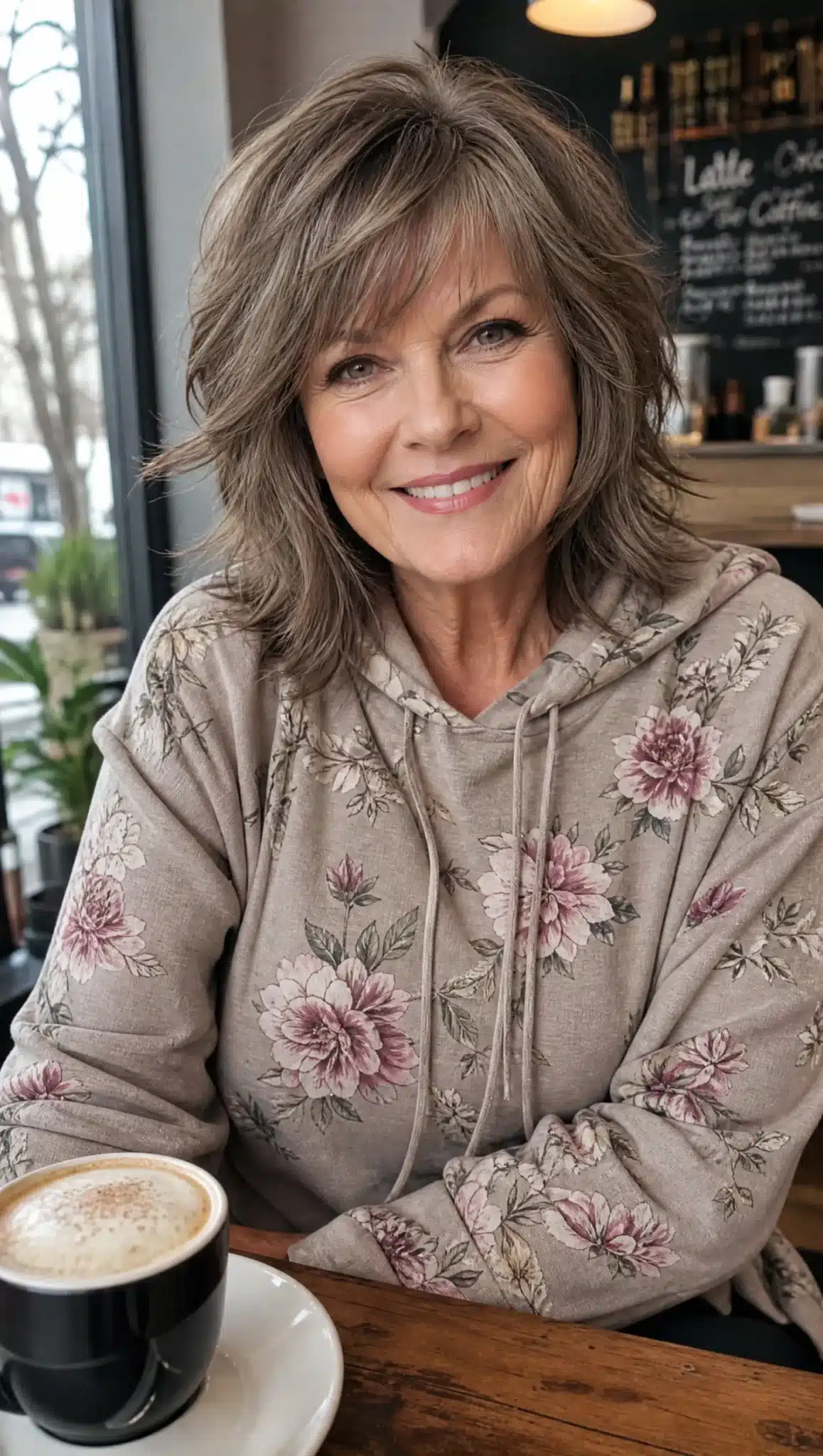27 Chic Shoulder Length Hairstyles For Women Over 60 6 Soft shag with ash brown hair illustrating 27 chic shoulder length hairstyles for women over 60.