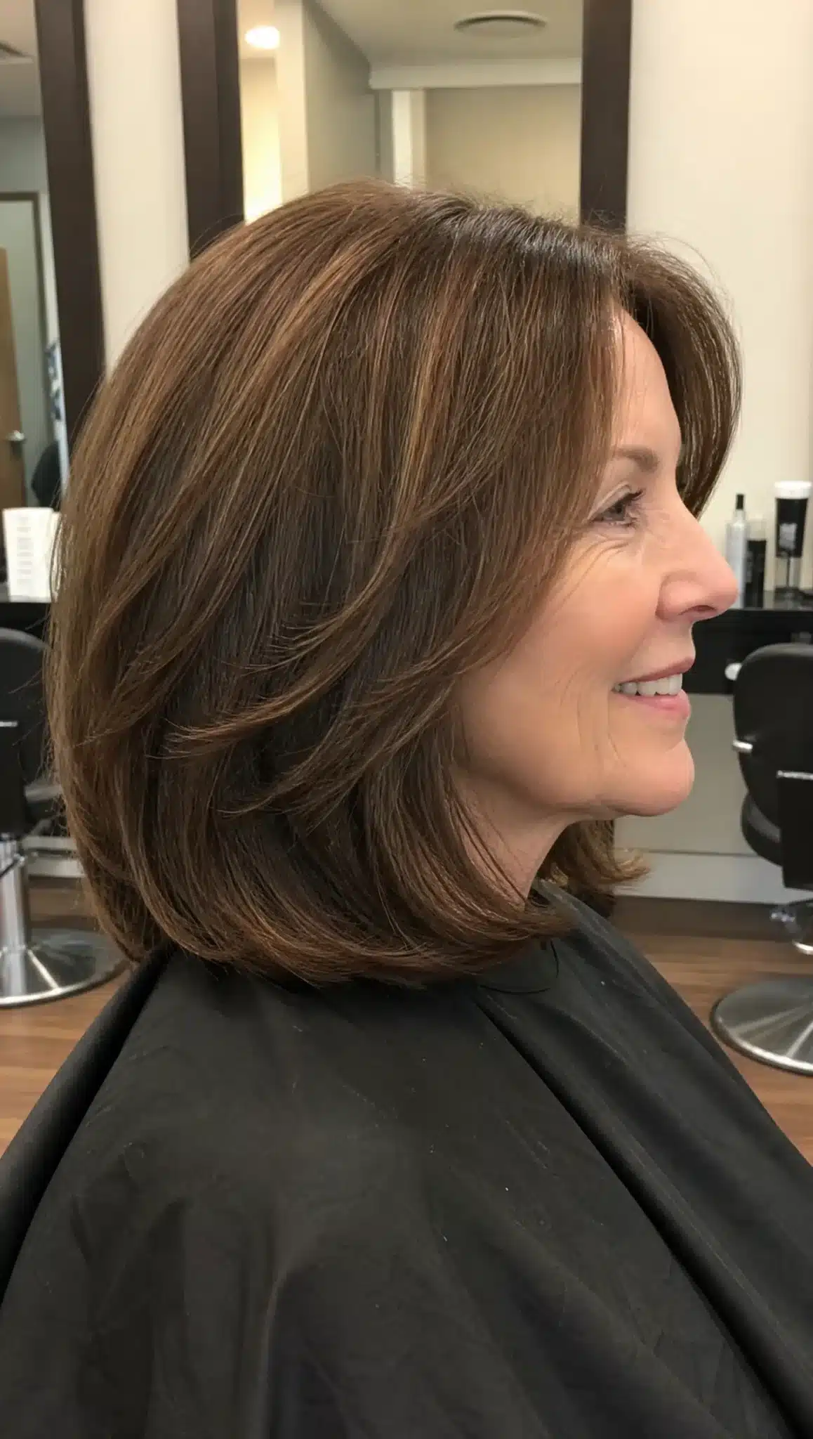 27 Chic Shoulder Length Hairstyles For Women Over 60 7 Shoulder length bob with warm brunette shades showing 27 chic shoulder length hairstyles for women over 60.