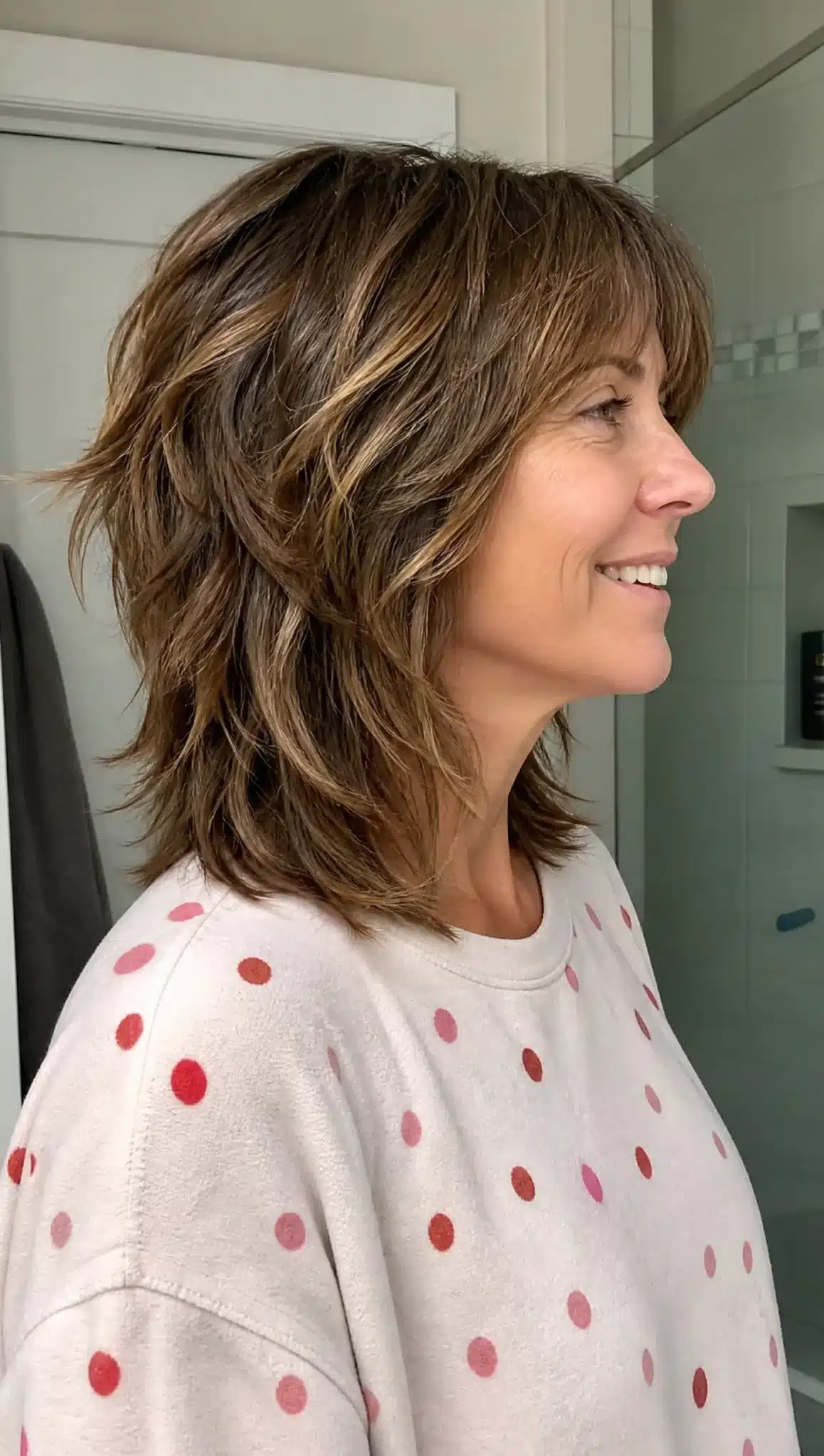 27 Must-See Trendy Hairstyles for Women Over 40 17 14. Modern Shag with Caramel Brown Highlights (Trendy Hairstyles For Women Over 40) - Trendy Hairstyles For Women Over 40