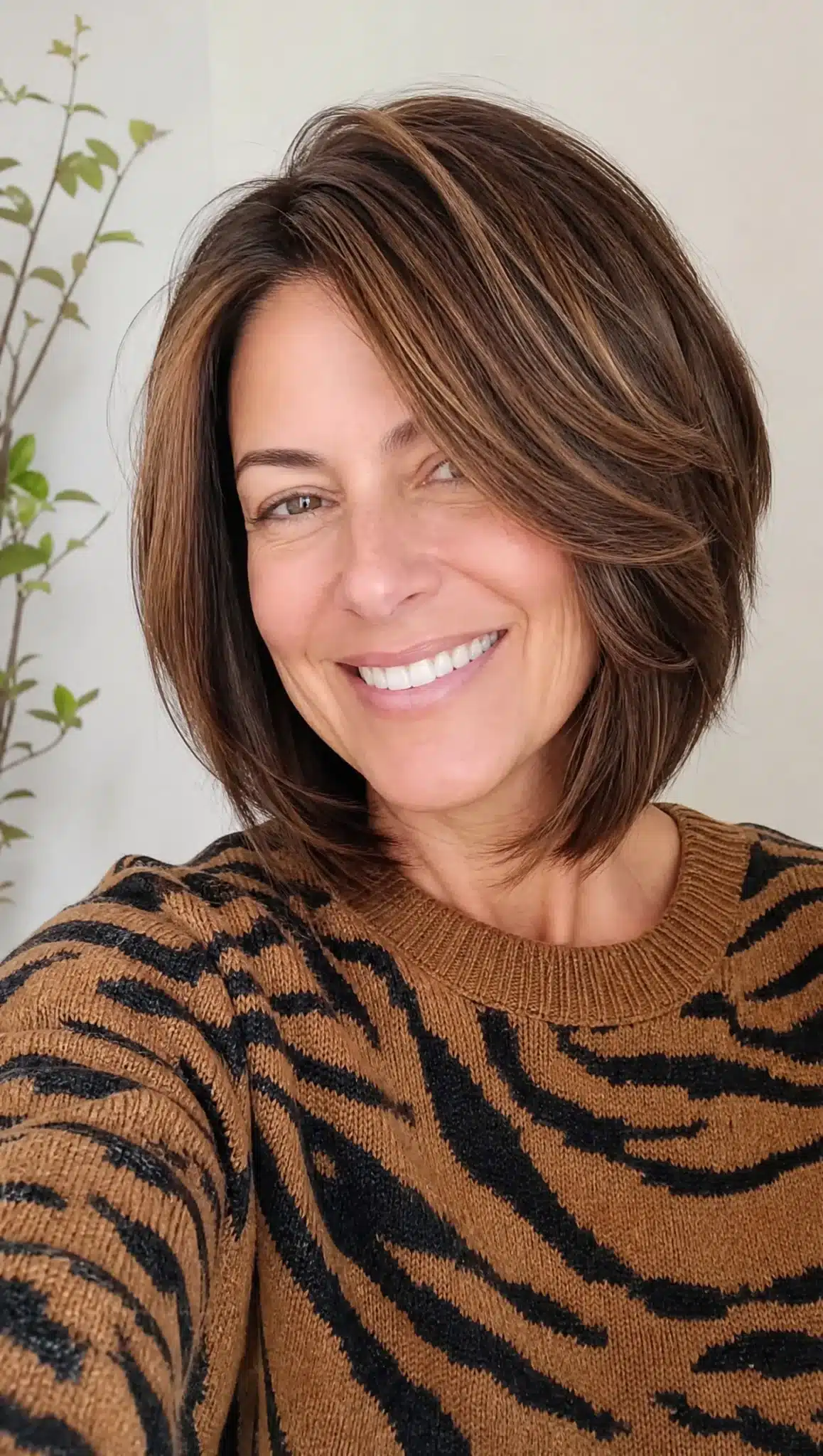 27 Must-See Trendy Hairstyles for Women Over 40 5 2. Layered Bob with Chestnut Brown Highlights (Trendy Hairstyles For Women Over 40) - Trendy Hairstyles For Women Over 40