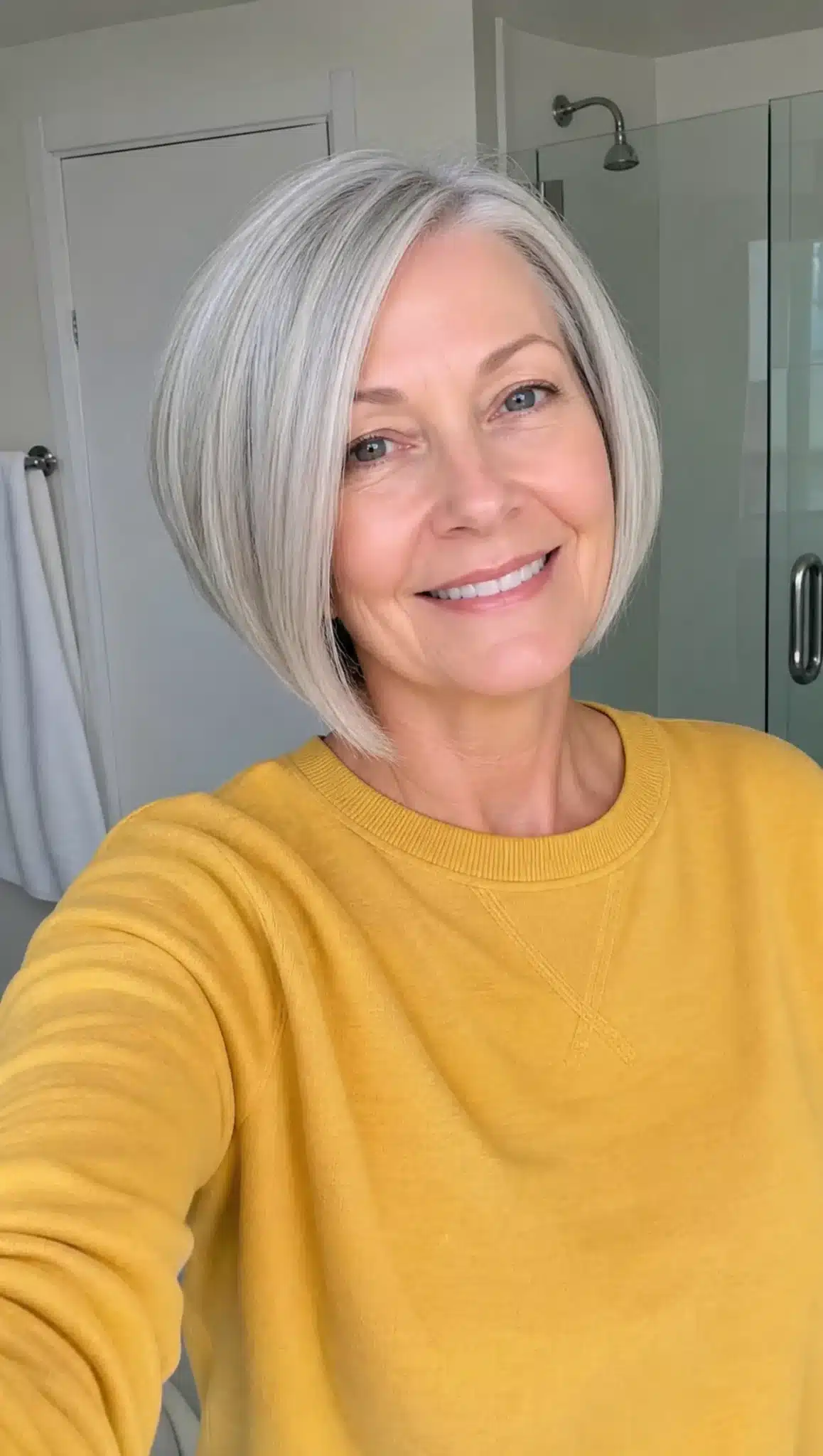 27 Stunning Angled Bob Hairstyles For Older Women 17 Fine-hair angled bob in pearl gray