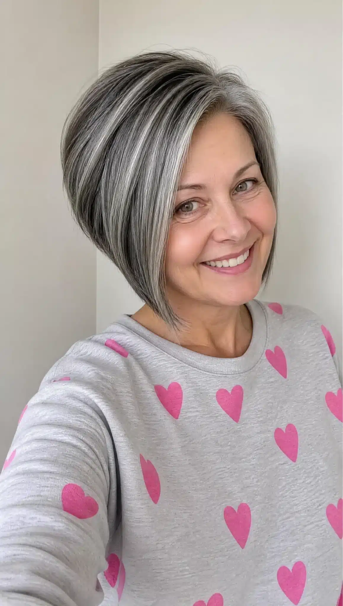 27 Stunning Angled Bob Hairstyles For Older Women 20 Inverted angled bob with silver highlights