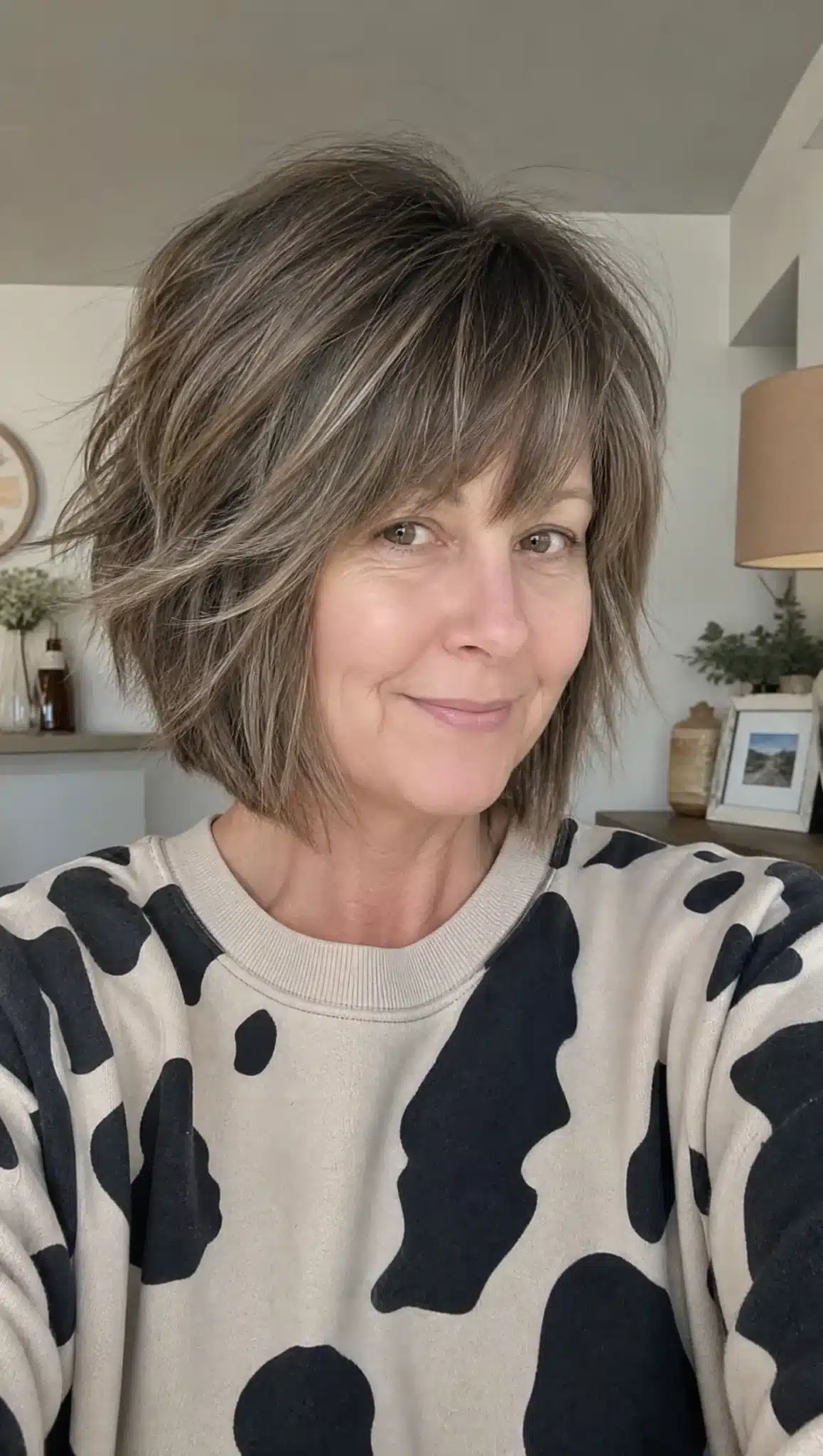 27 Stunning Angled Bob Hairstyles For Older Women 22 Shaggy angled bob with mushroom brown highlights