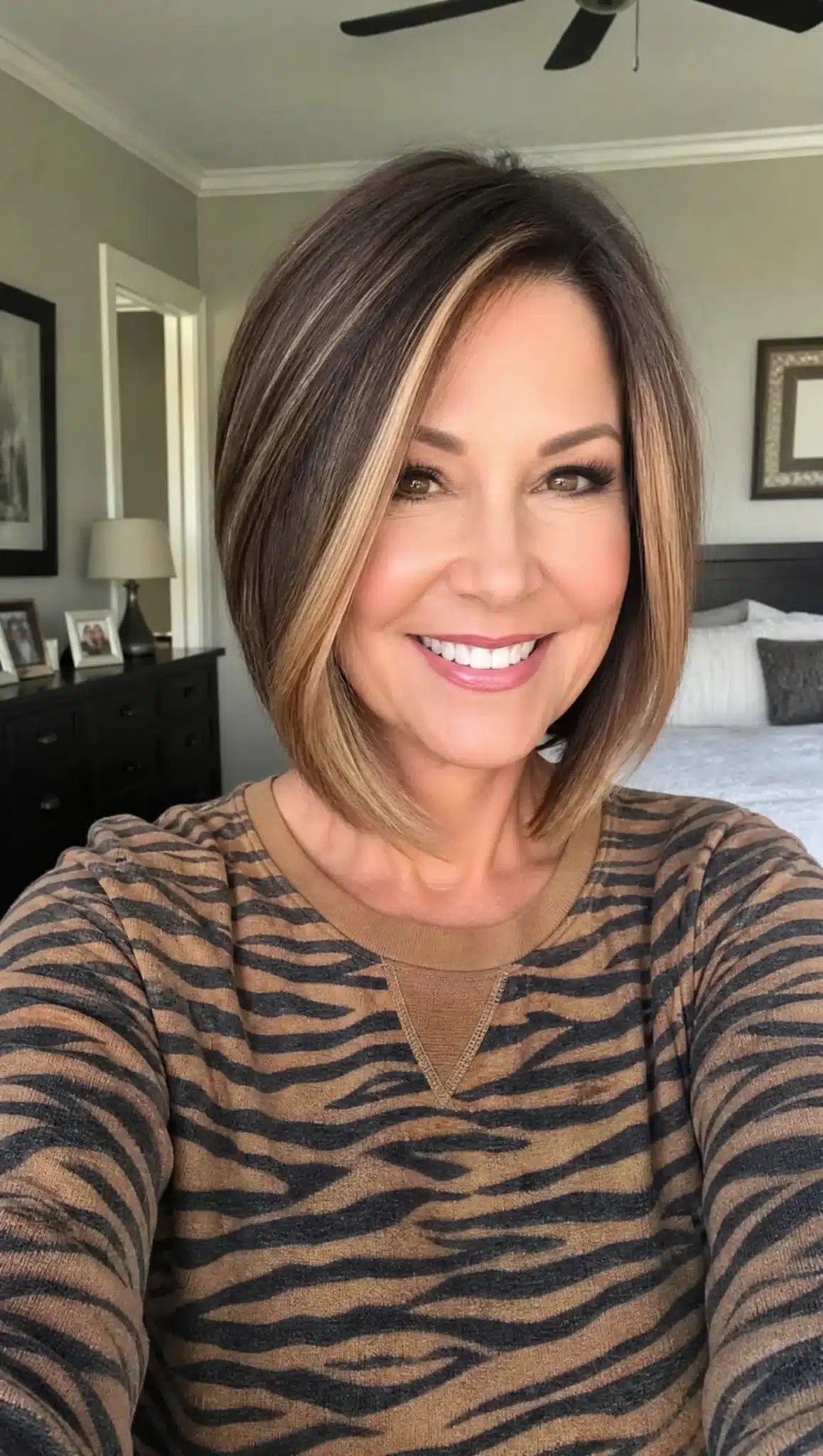 27 Stunning Angled Bob Hairstyles For Older Women 23 Angled bob with face-framing highlights in medium brown