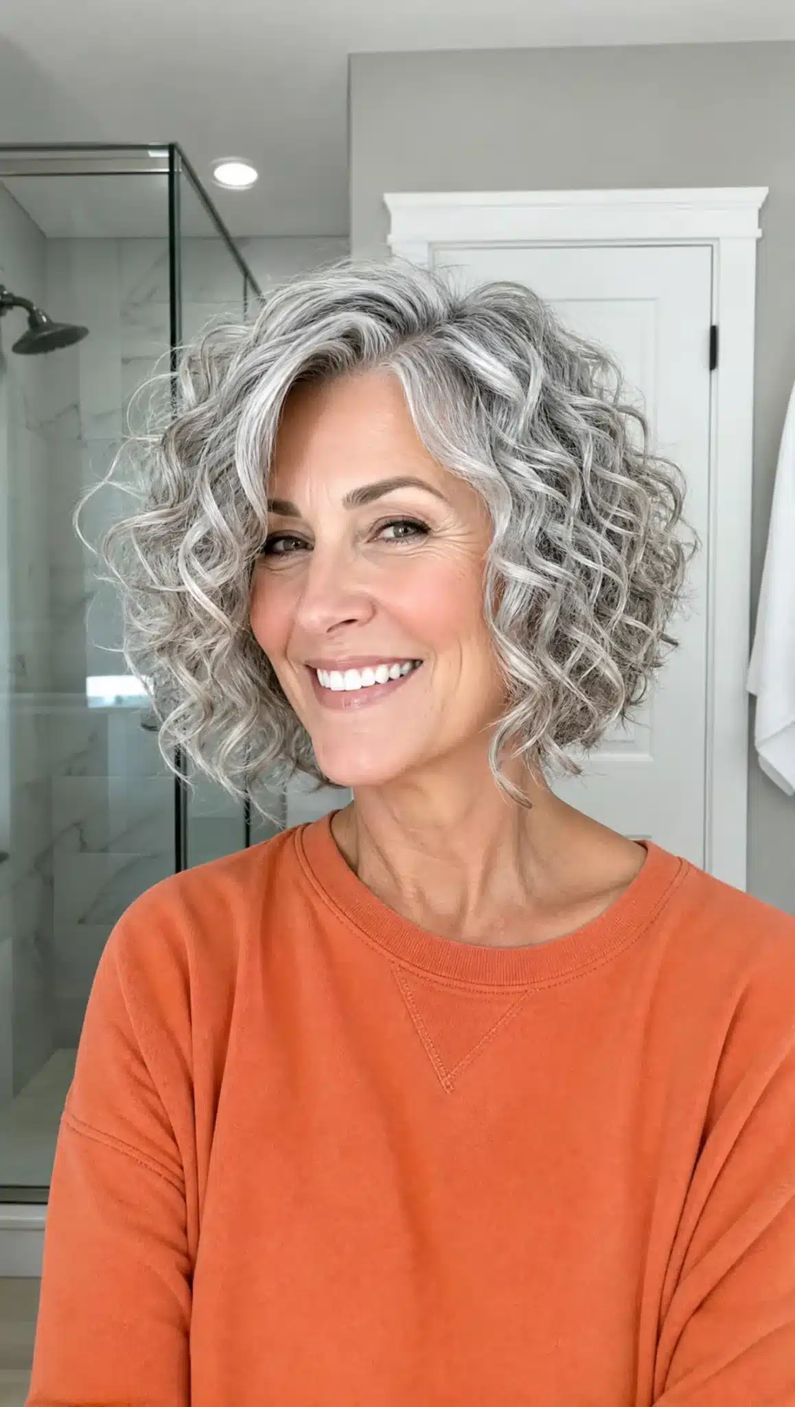 27 Stunning Angled Bob Hairstyles For Older Women 26 Curly angled bob in natural silver