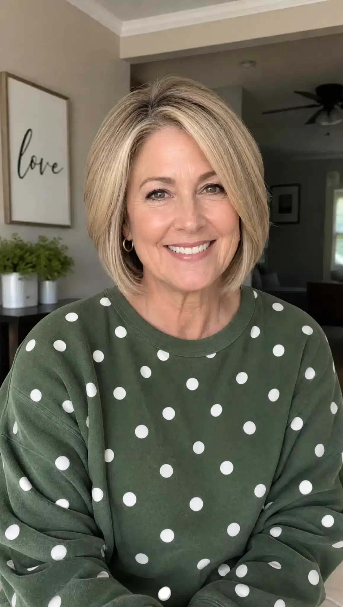 9. Soft Angled Bob with Beige Blonde (Angled Bob Hairstyles For Women Over 50) - Angled Bob Hairstyles For Women Over 50