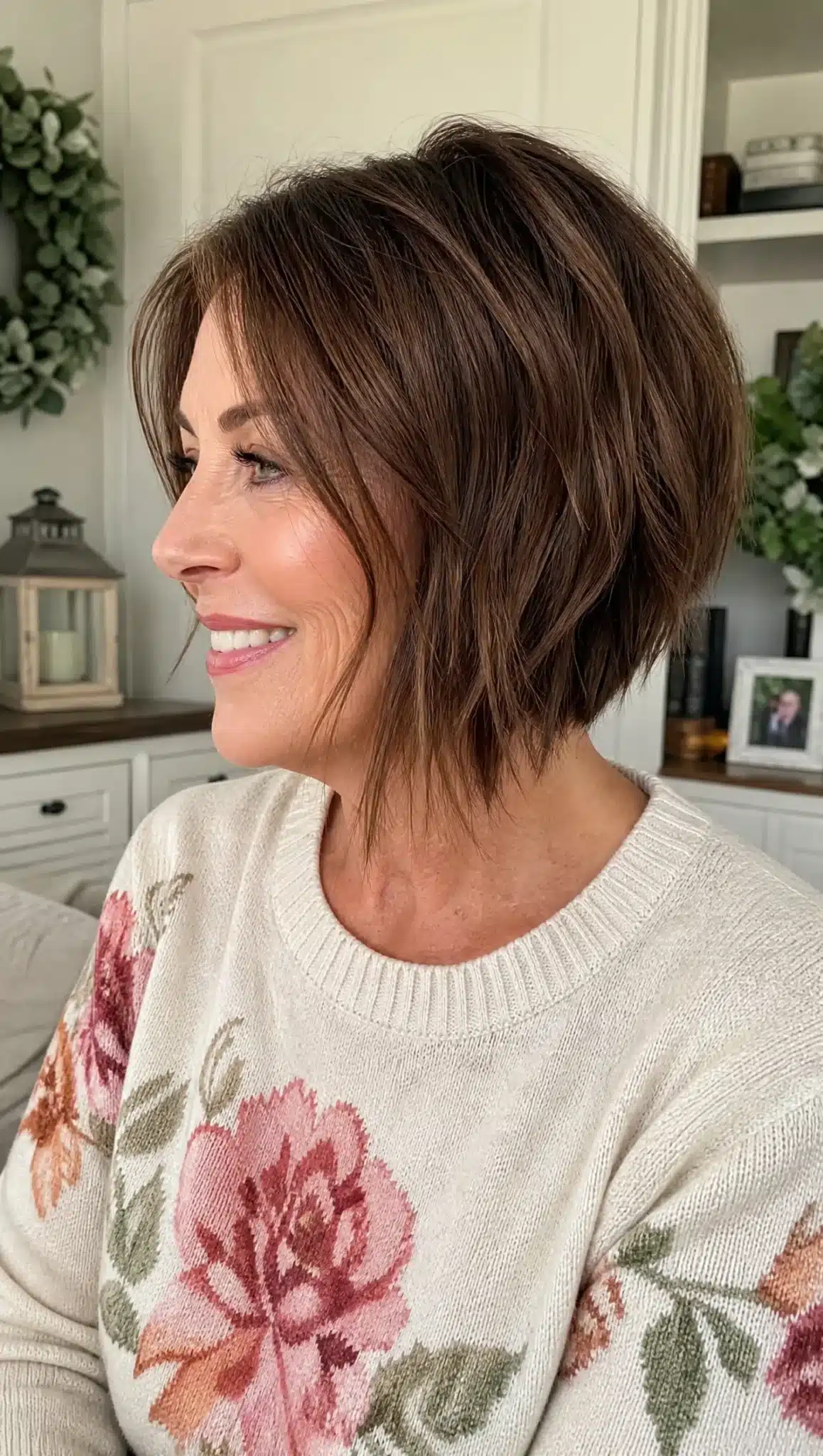 16. Choppy Angled Bob with Medium Brown (Angled Bob Hairstyles For Women Over 50) - Angled Bob Hairstyles For Women Over 50