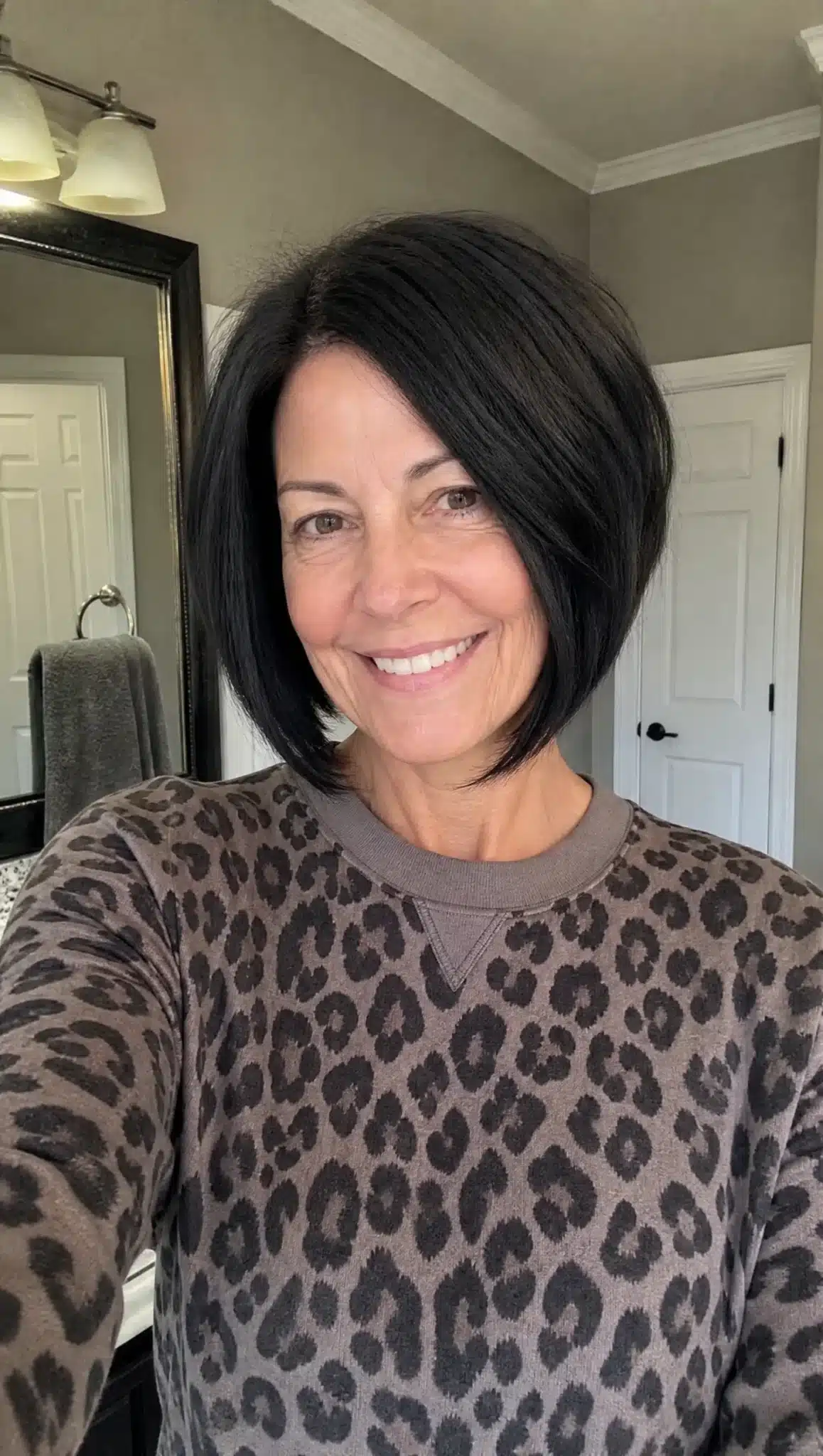 17. Rounded Angled Bob with Soft Black (Angled Bob Hairstyles For Women Over 50) - Angled Bob Hairstyles For Women Over 50