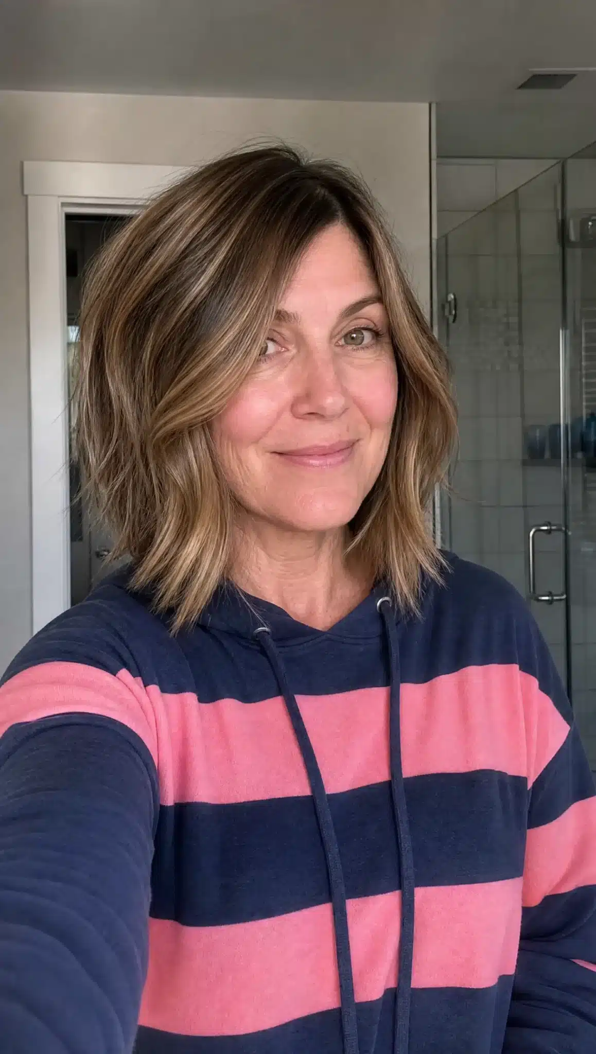 18. Angled Lob with Bronde Balayage (Angled Bob Hairstyles For Women Over 50) - Angled Bob Hairstyles For Women Over 50
