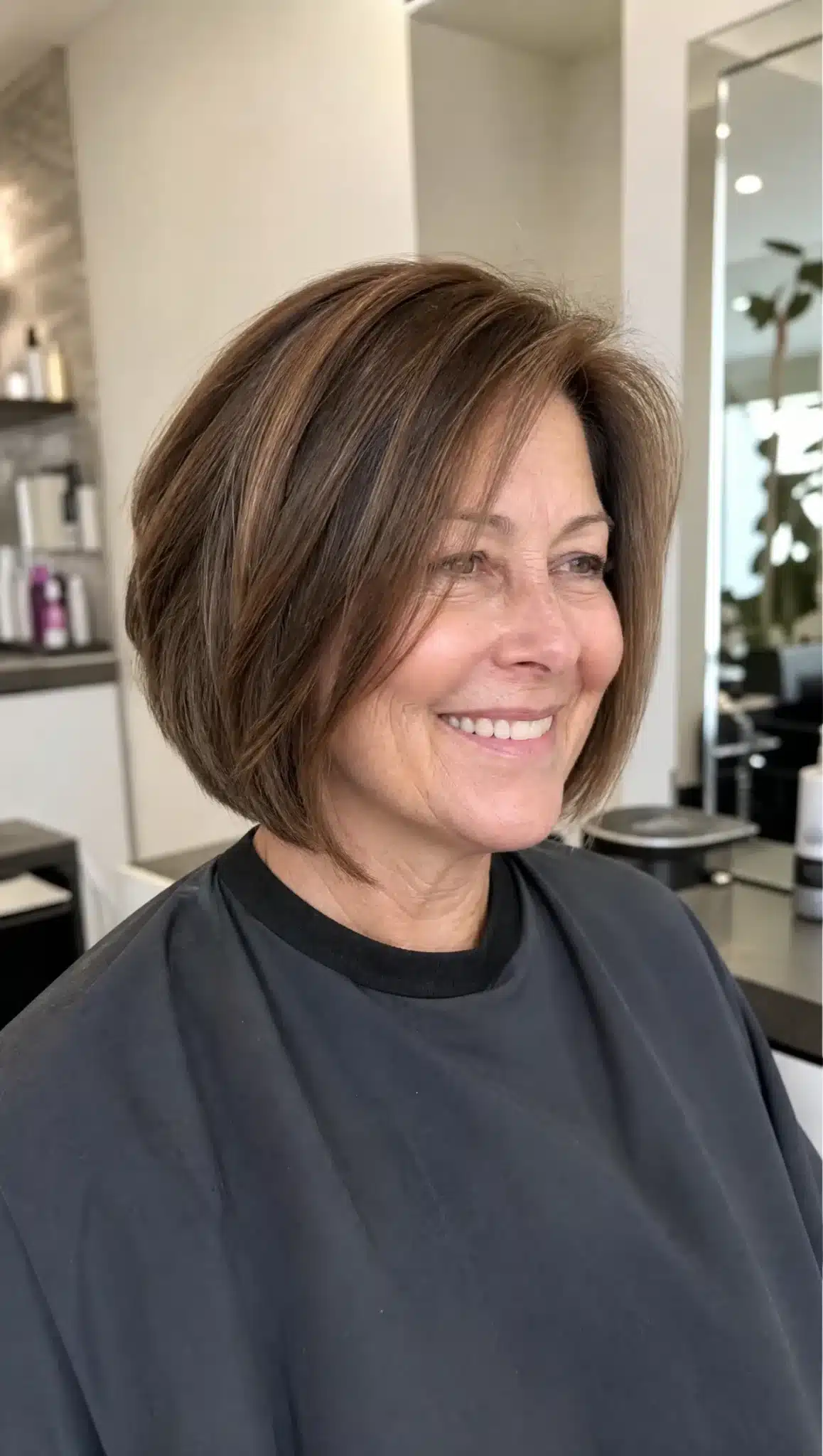 27. Shoulder-Skimming Angled Bob with Mocha Brown (Angled Bob Hairstyles For Women Over 50) - Angled Bob Hairstyles For Women Over 50
