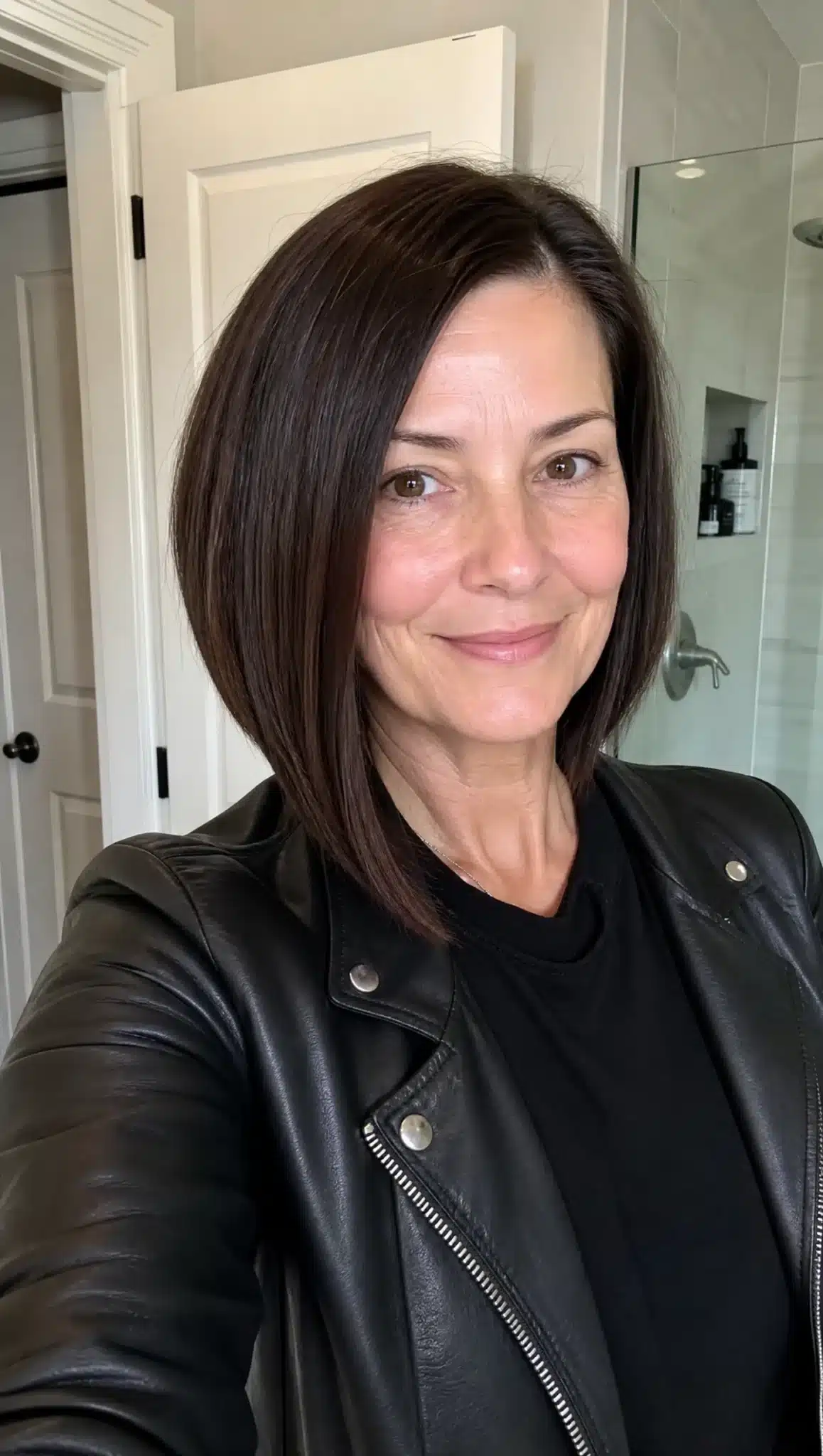 6. Sleek Angled Bob with Dark Brown (Angled Bob Hairstyles For Women Over 50) - Angled Bob Hairstyles For Women Over 50