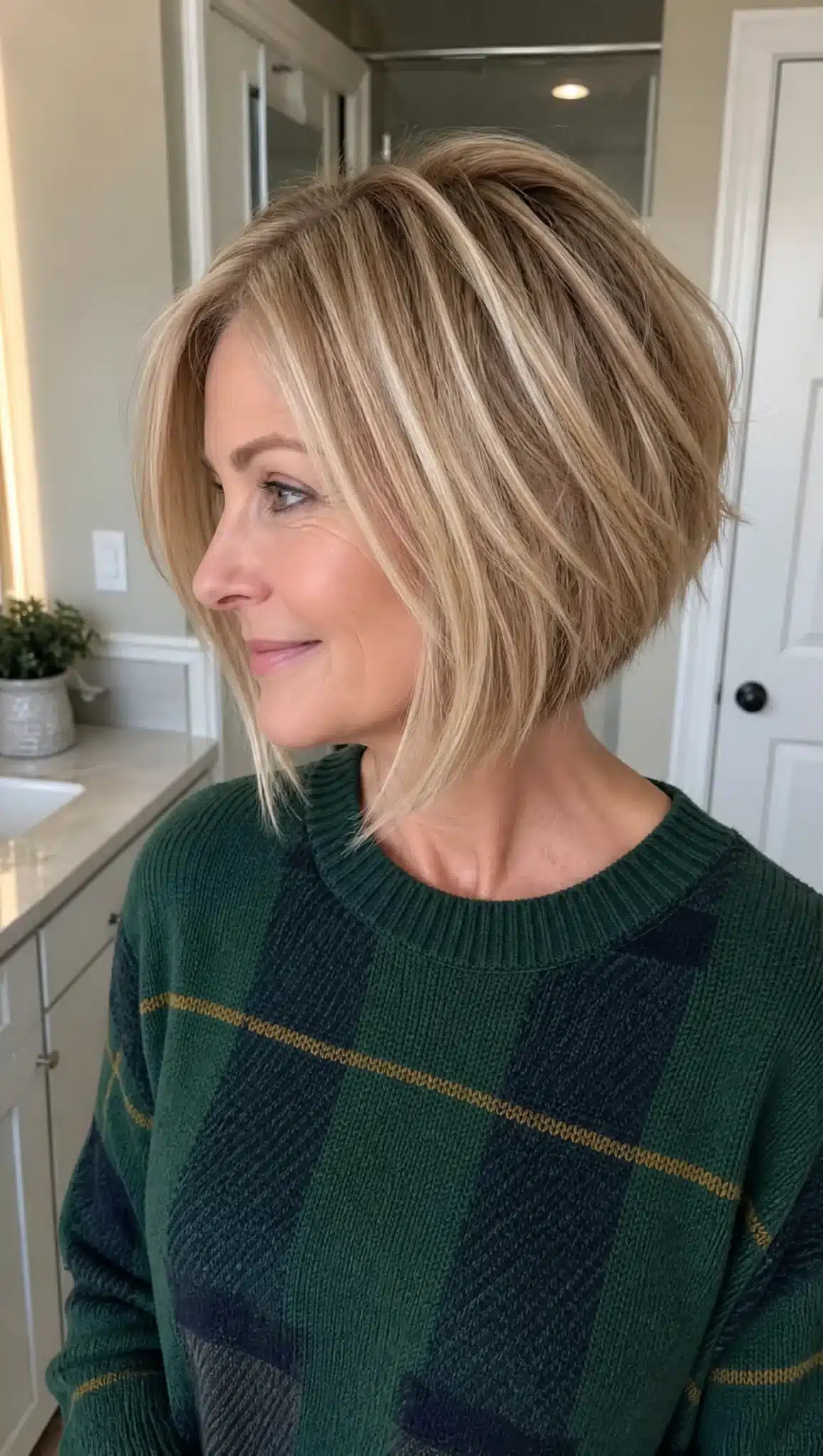 7. Textured Angled Bob with Golden Blonde (Angled Bob Hairstyles For Women Over 50) - Angled Bob Hairstyles For Women Over 50