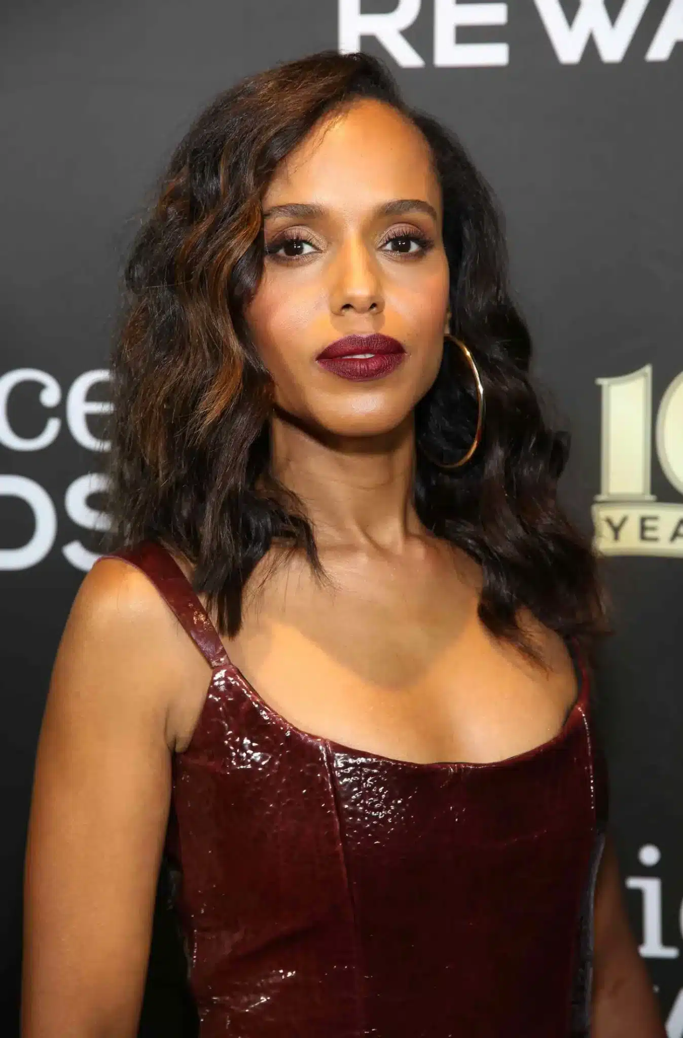 Kerry Washington wearing a sleek medium-length style from 35+ Polished Low-Maintenance Medium-Length Haircuts